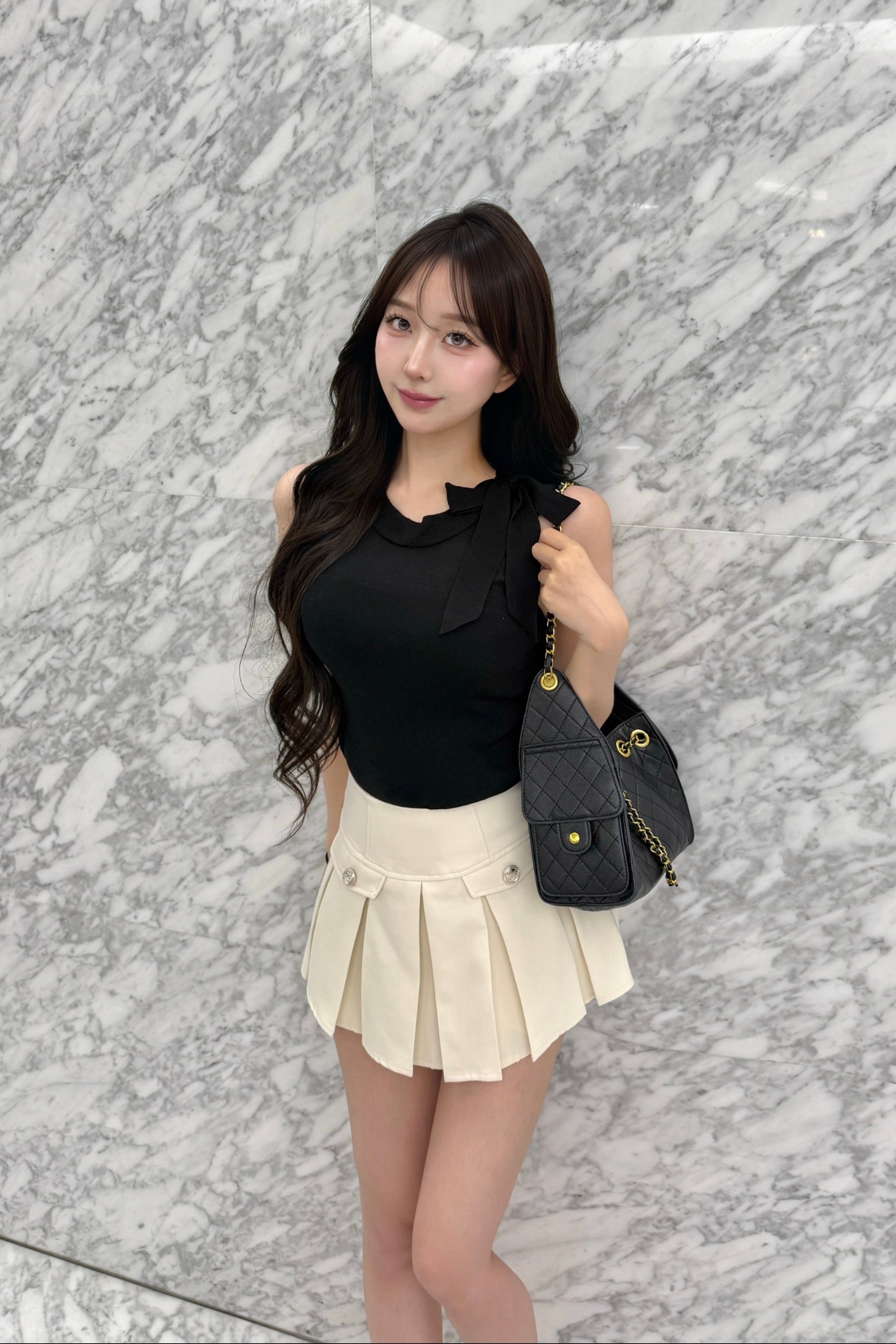 ネックリボンハイネックシースルーカットソー KR14988