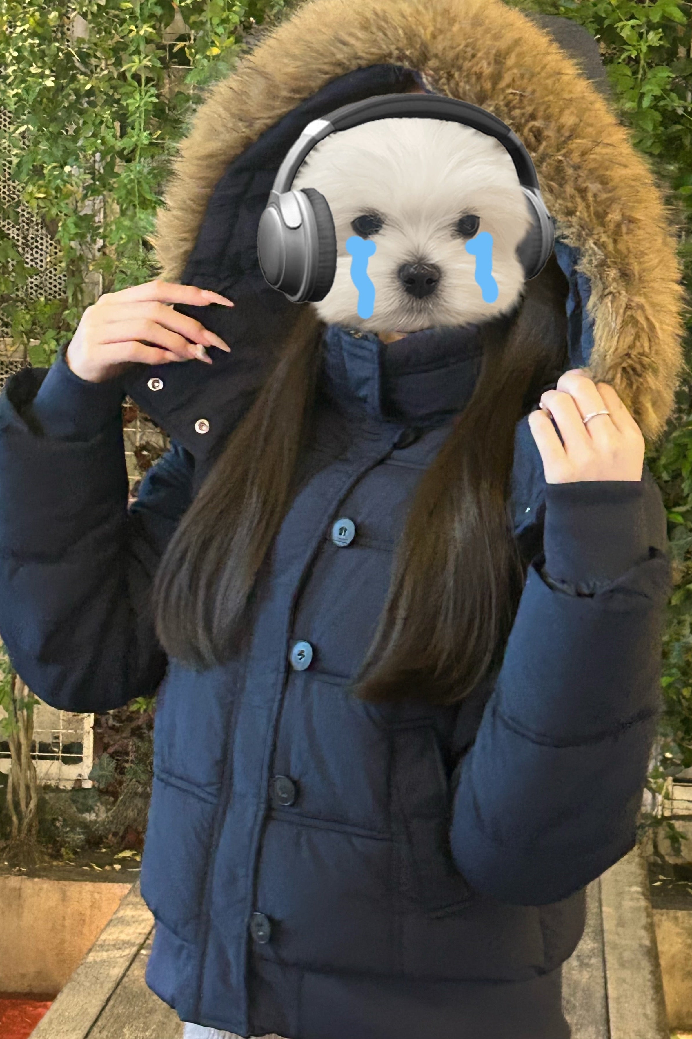 ファーフードハイネックミドルダウンジャケット KR30299