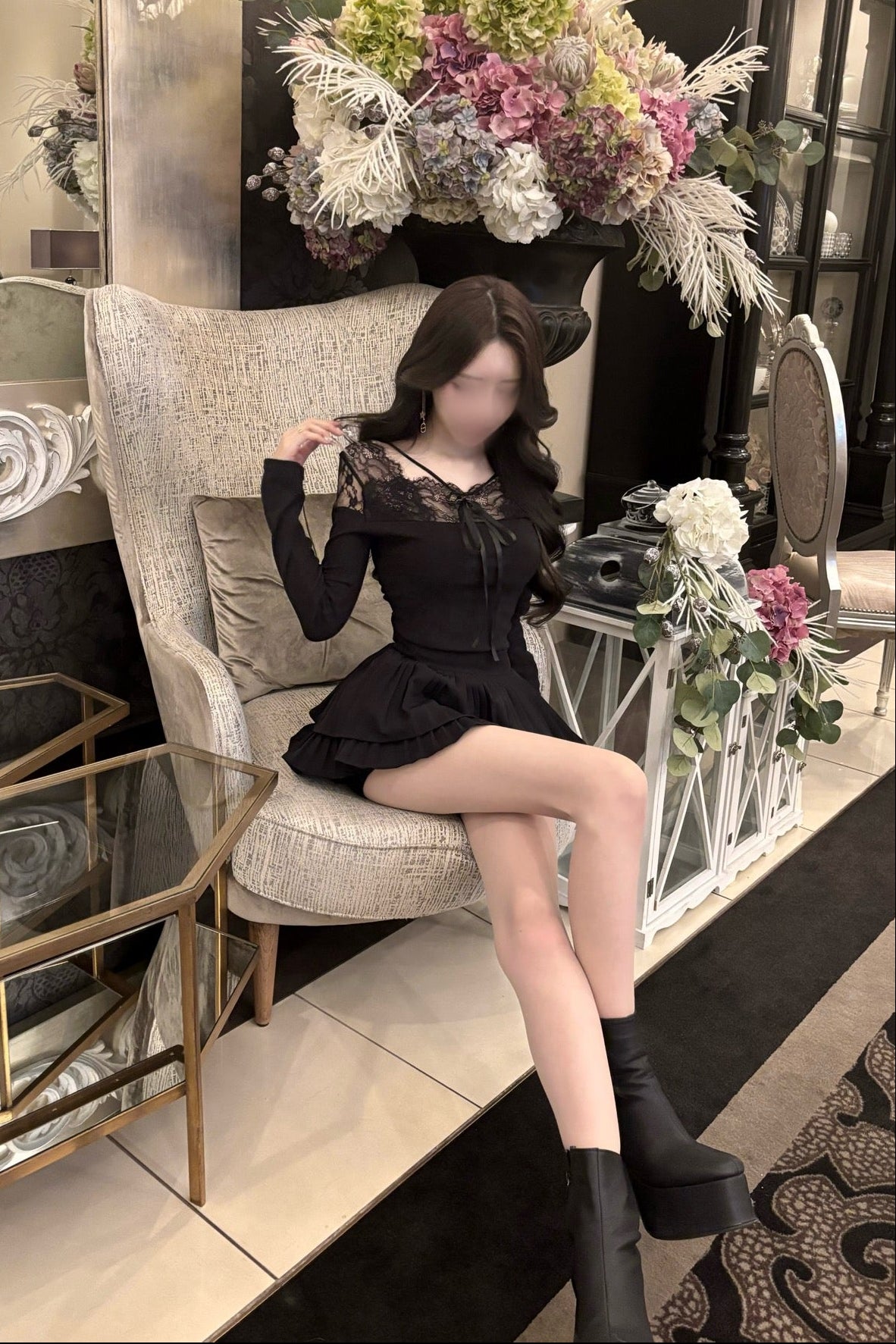 レースリボンシアートップス KR13907