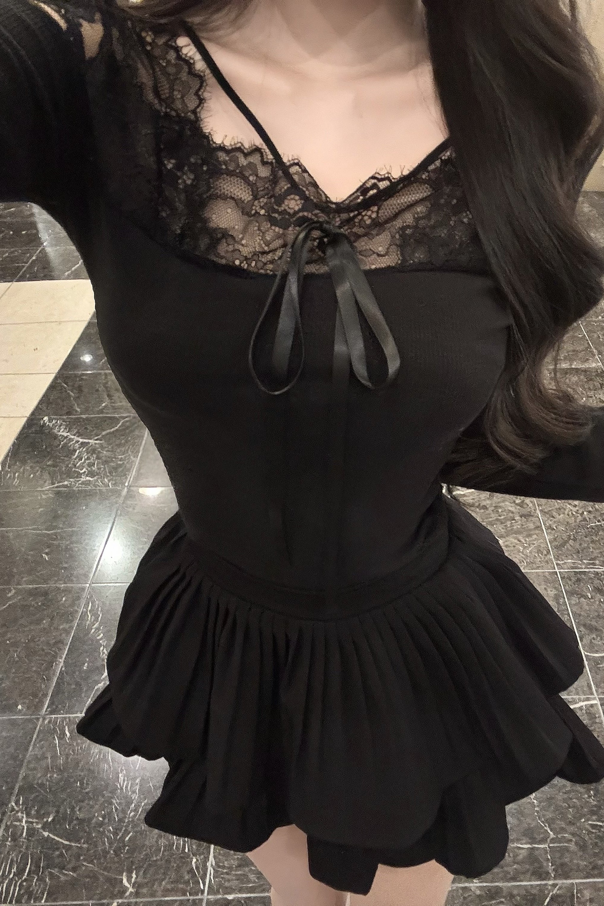 レースリボンシアートップス KR13907