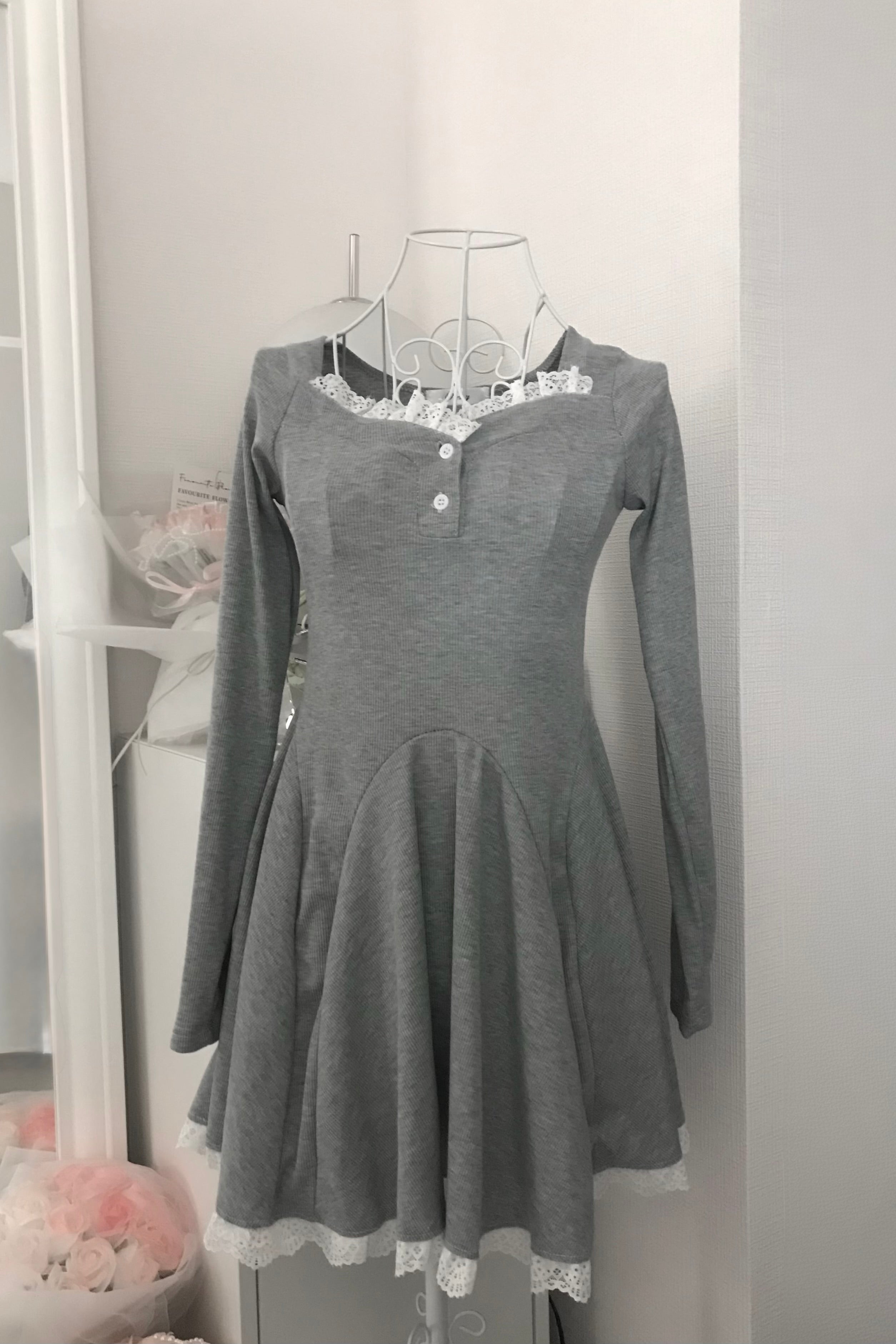 フロントボタンフレアワンピース KR14238
