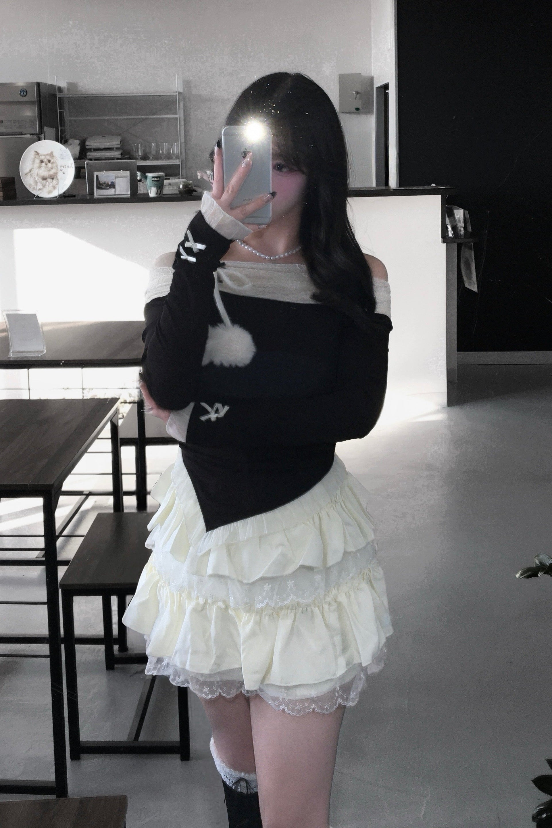 オフショルフリルセットアップ KR30429