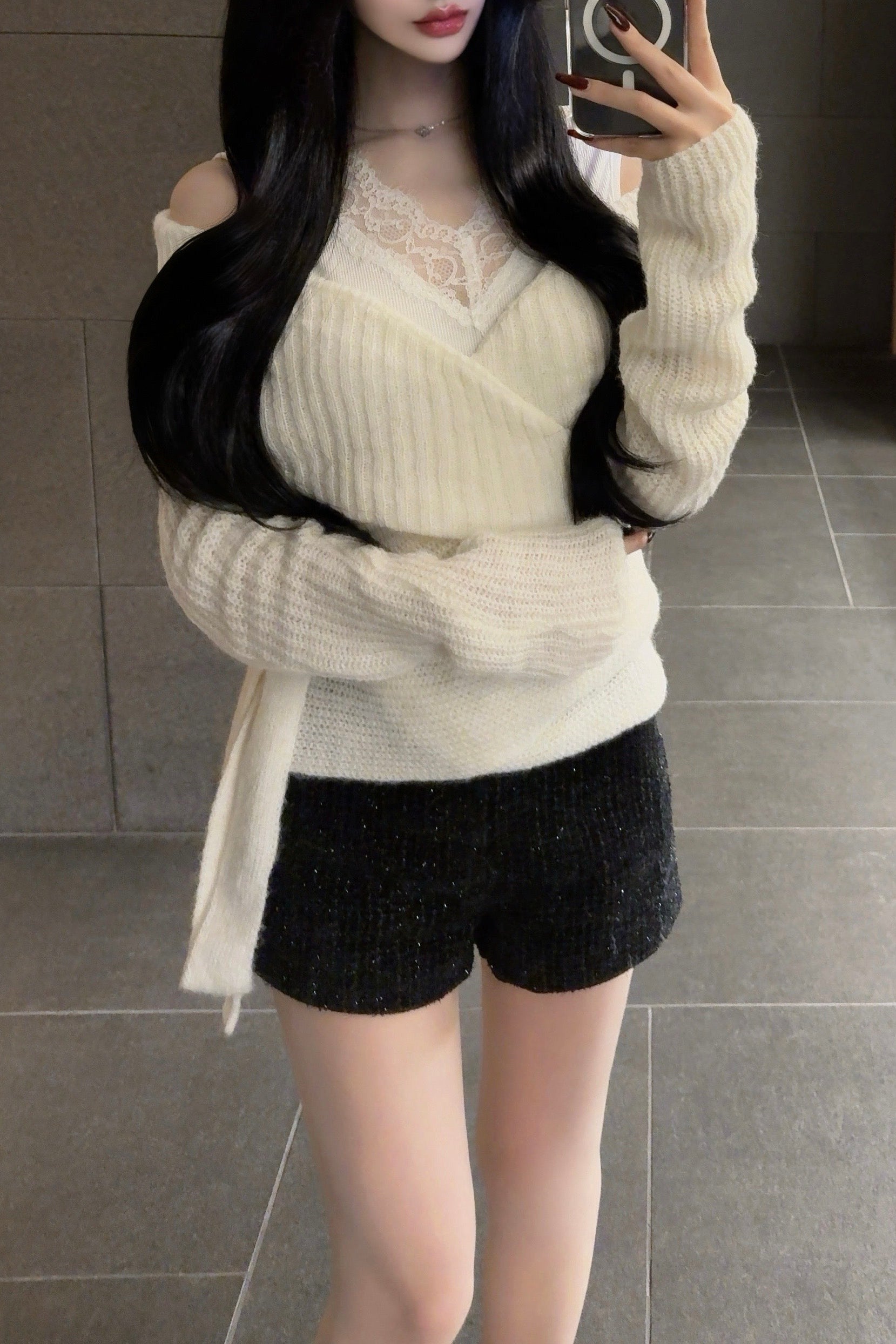 ネックレースデザインニット KR12731