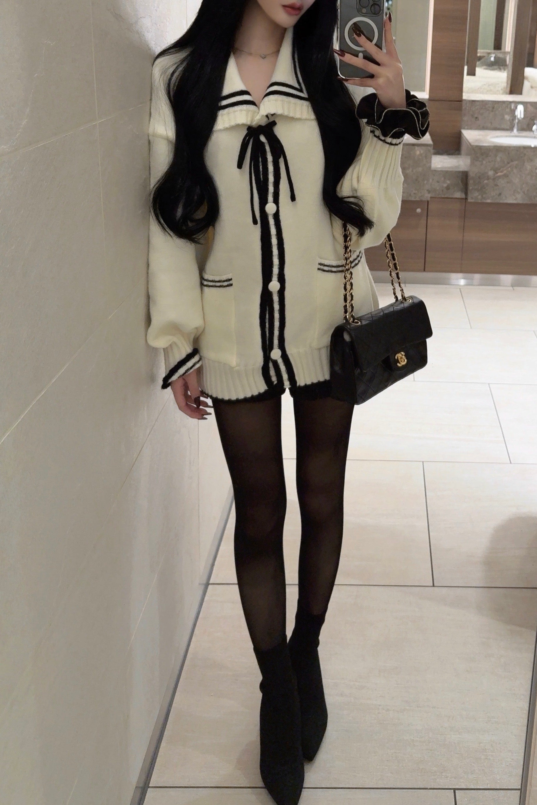 フロントリボンデザインビッグカーディガン  KR13882