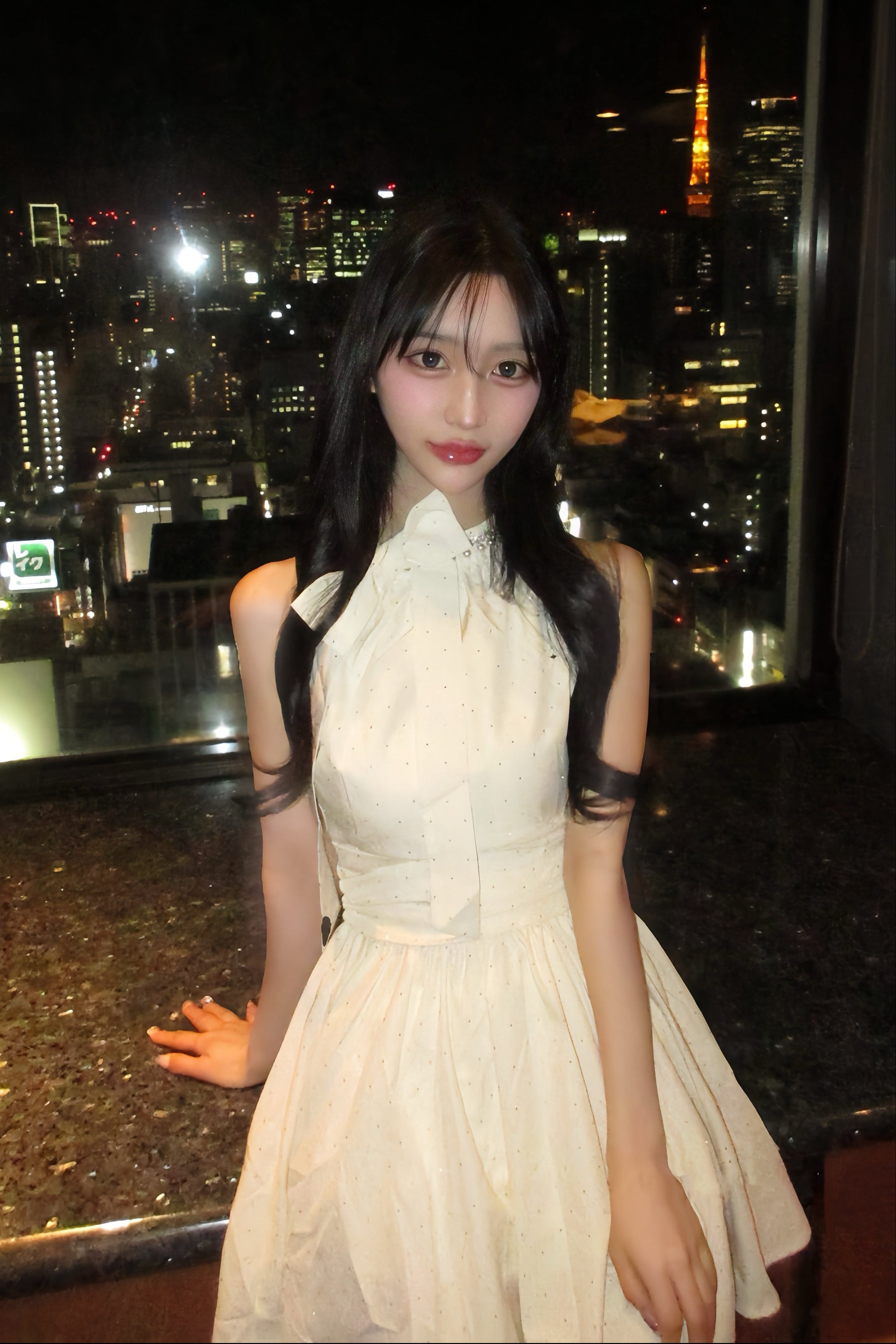 リボンビジューフレアワンピース KR14313