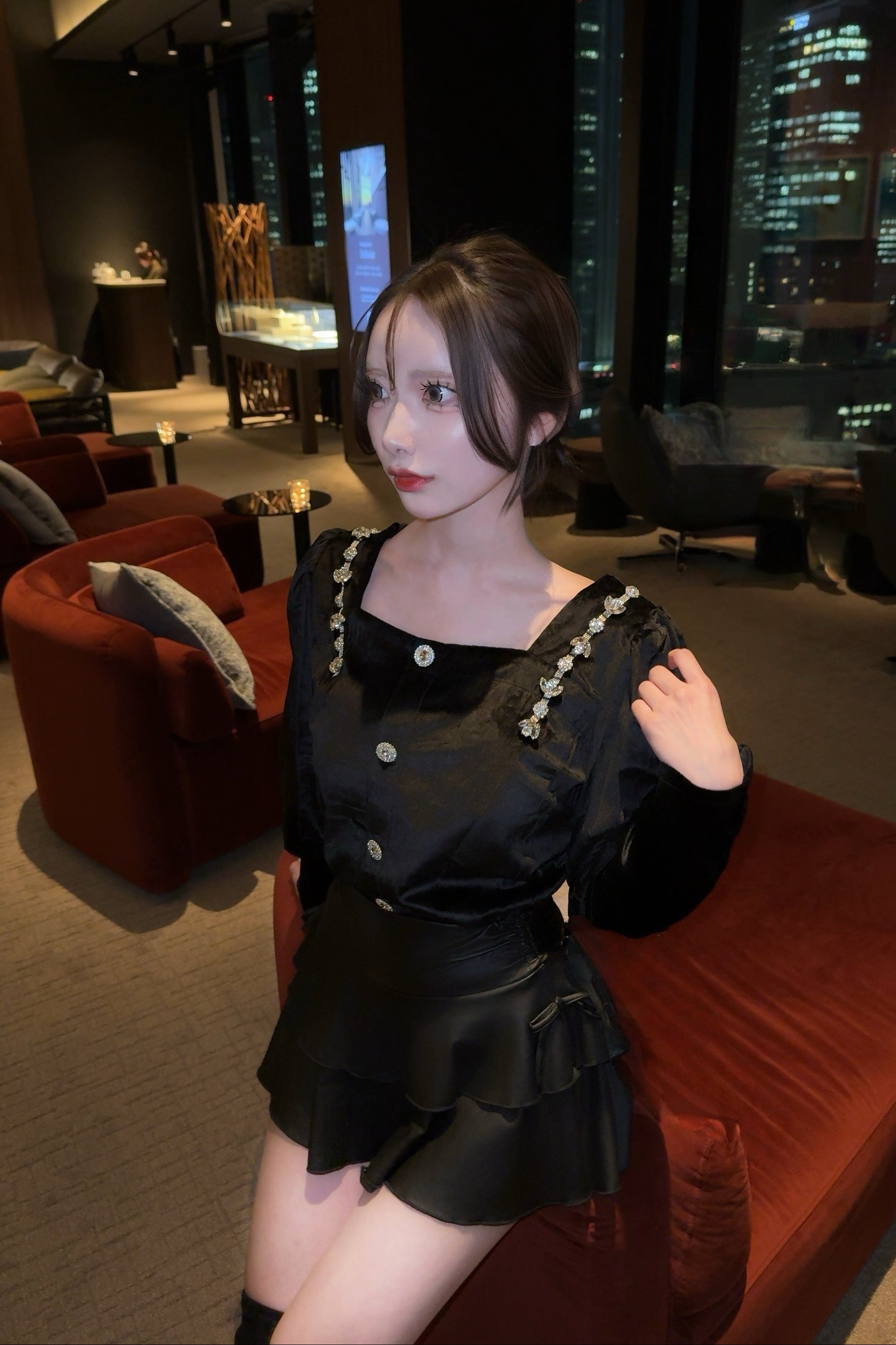 スクエアネックパフスリーブトップス KR13877