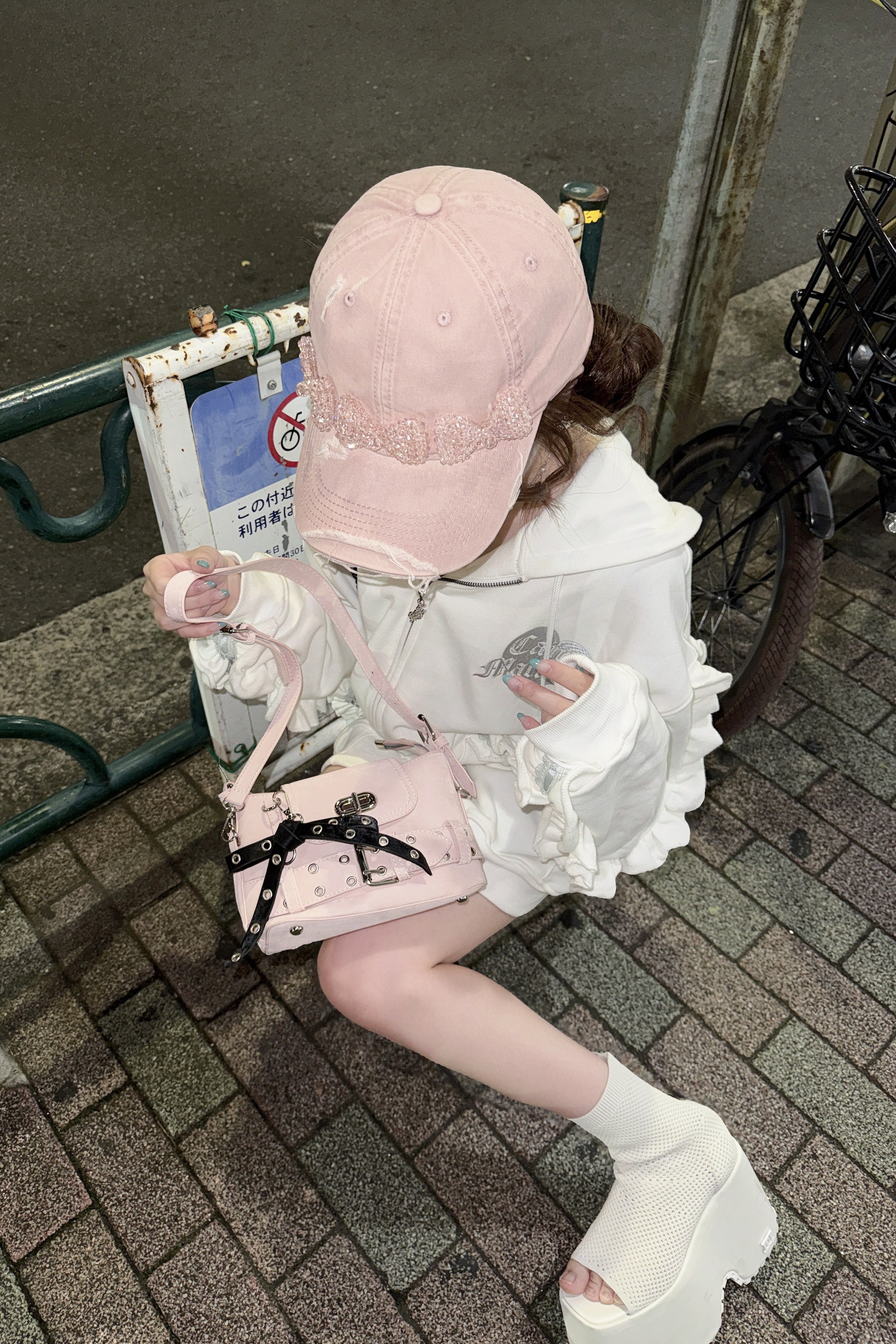 リボンビジューキャップ KR15060