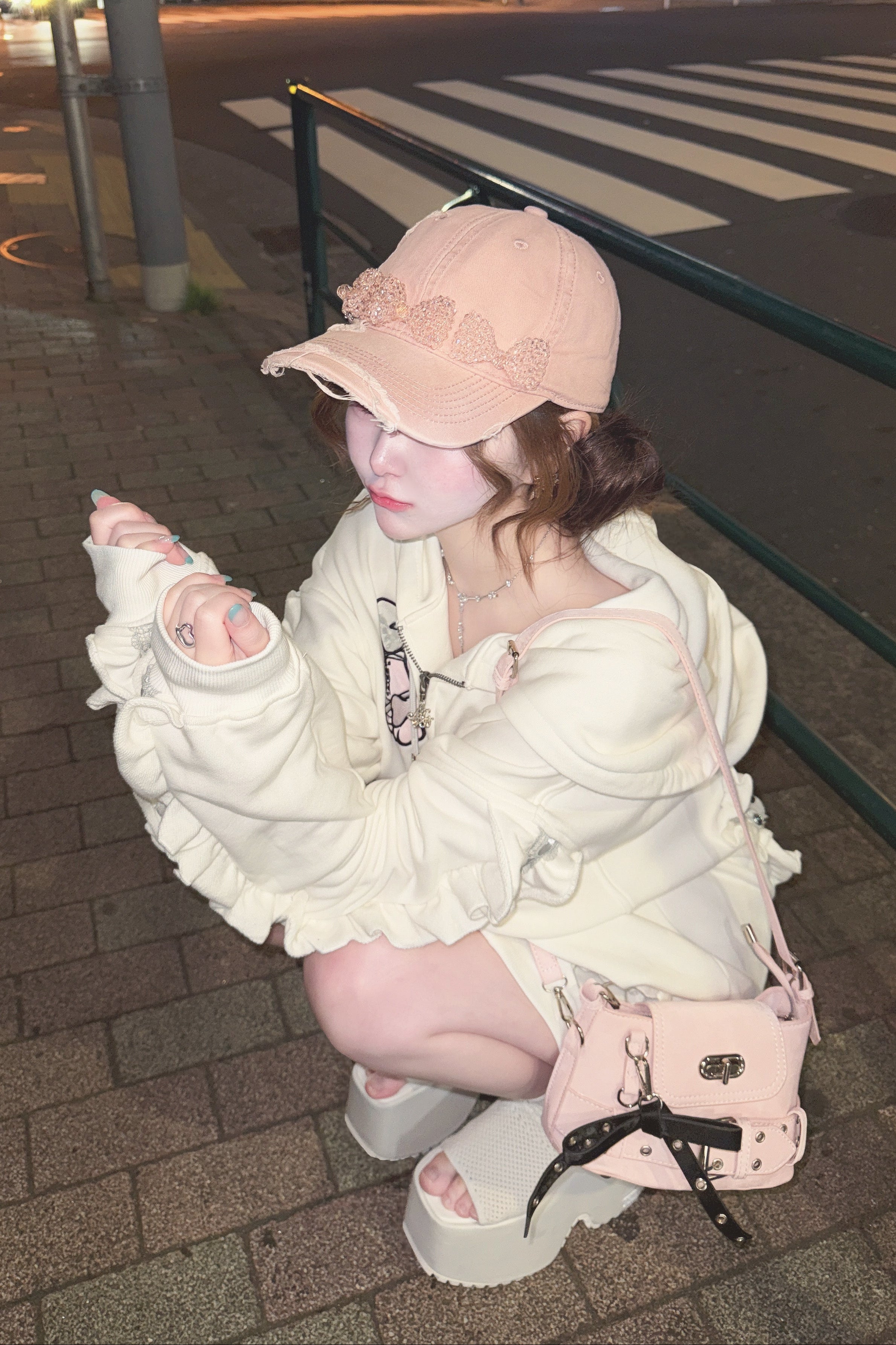 リボンビジューキャップ KR15060