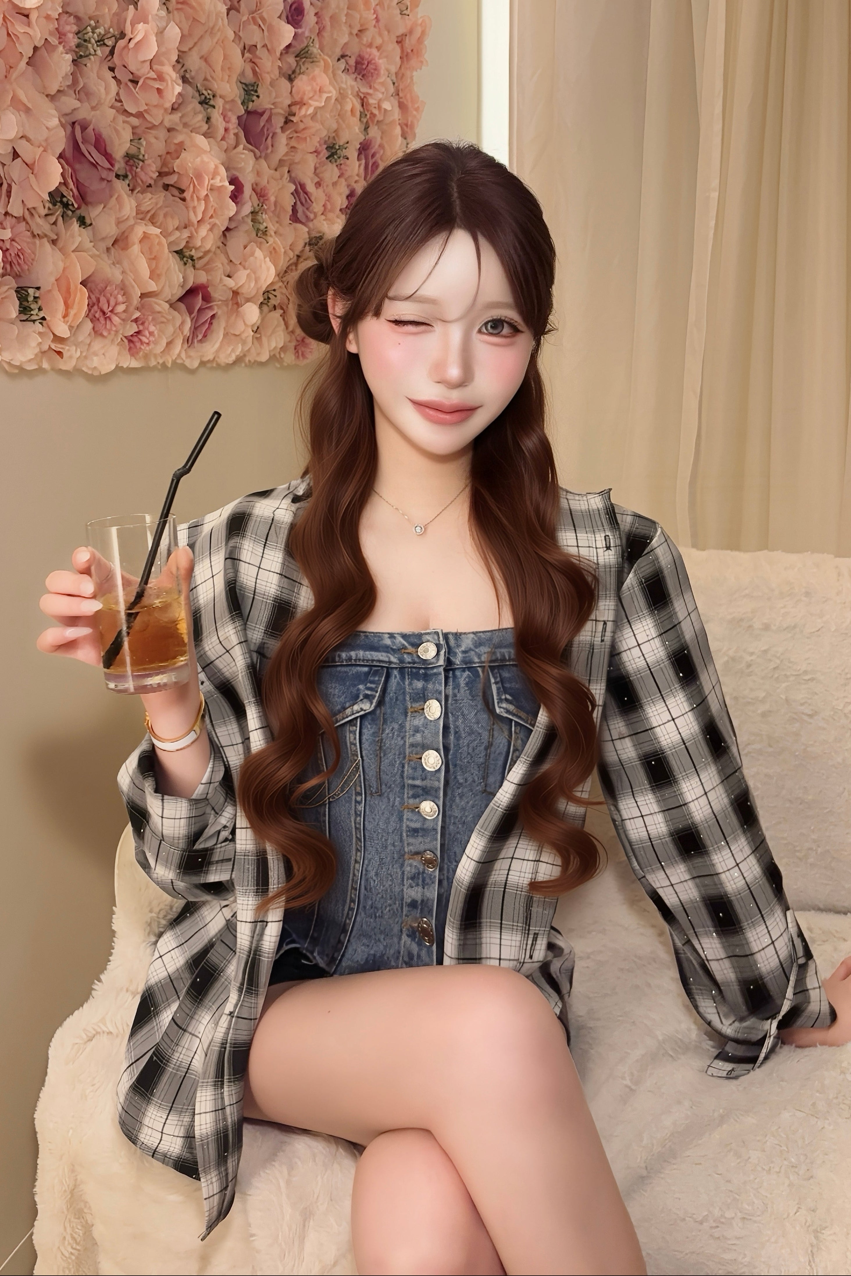 キラキラチェックシャツ KR14558