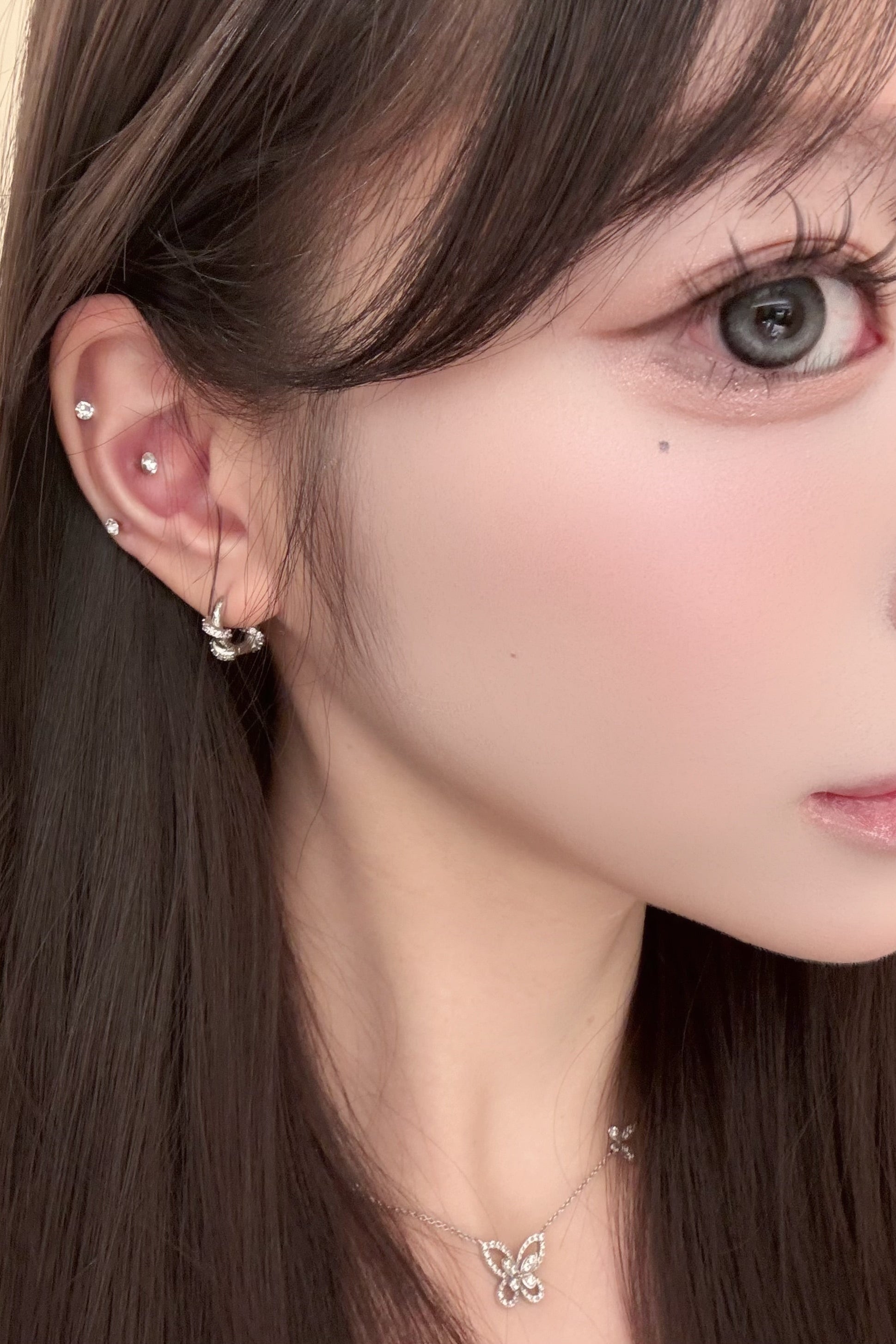 シルバーリングピアス KR13635