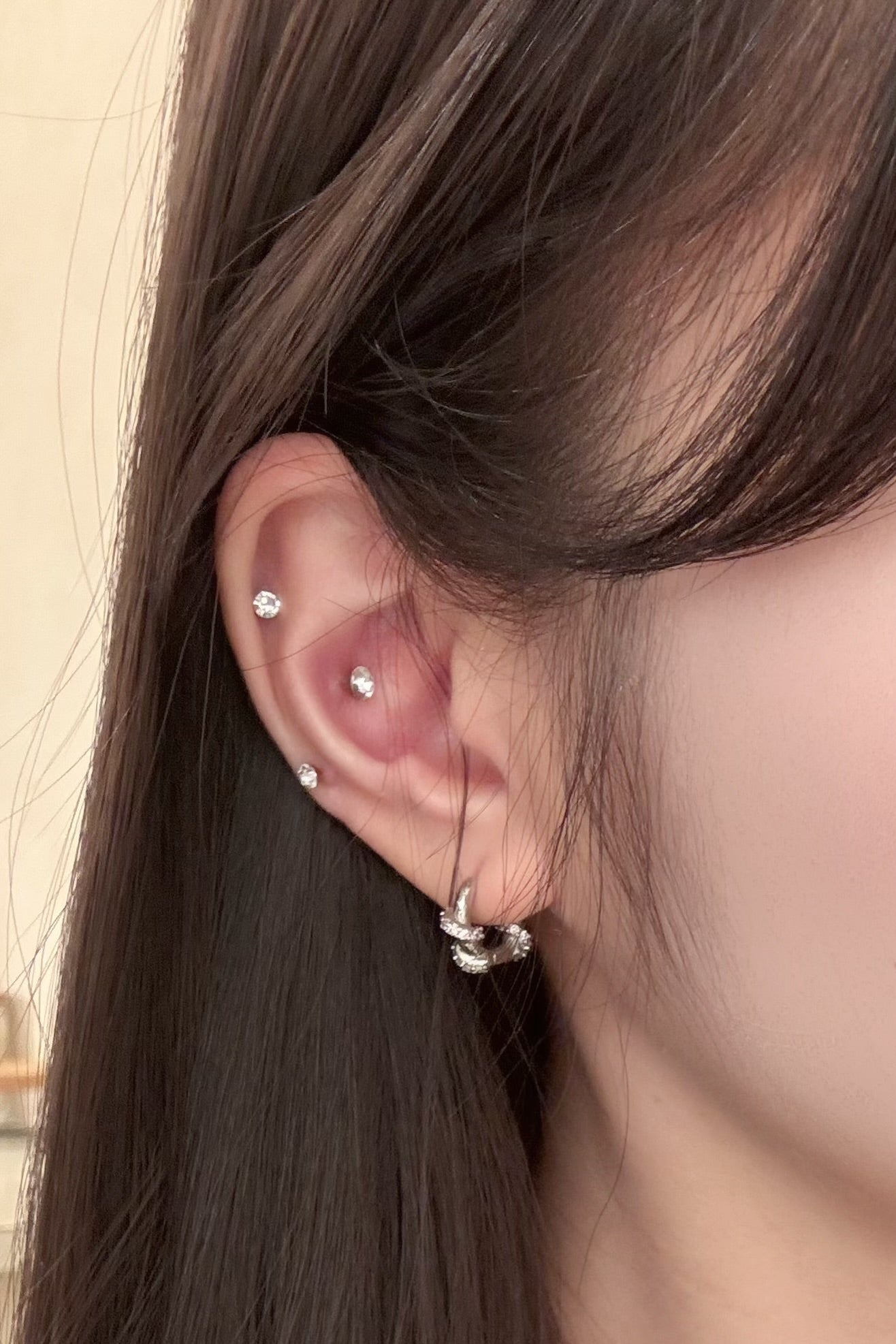 シルバーリングピアス KR13635