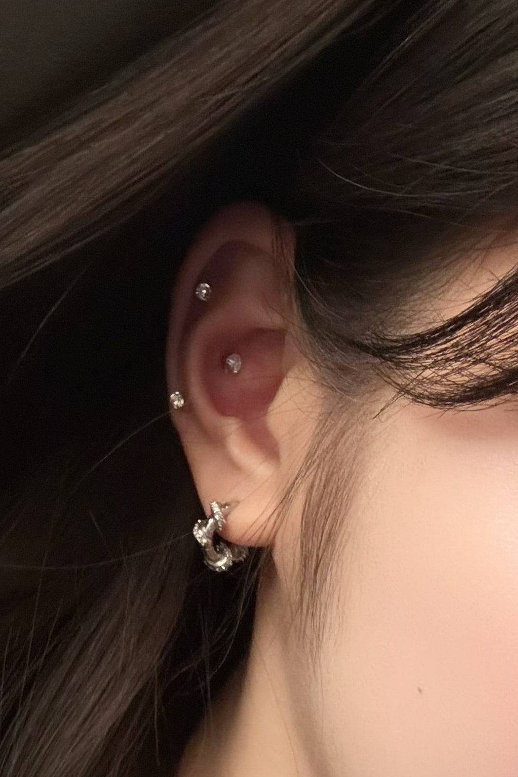 シルバーリングピアス KR13635