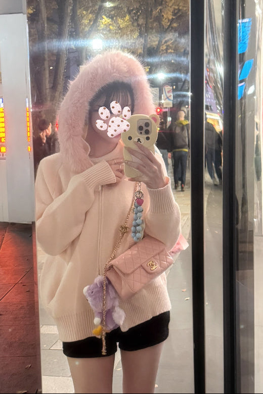 ファーフードニット KR13633