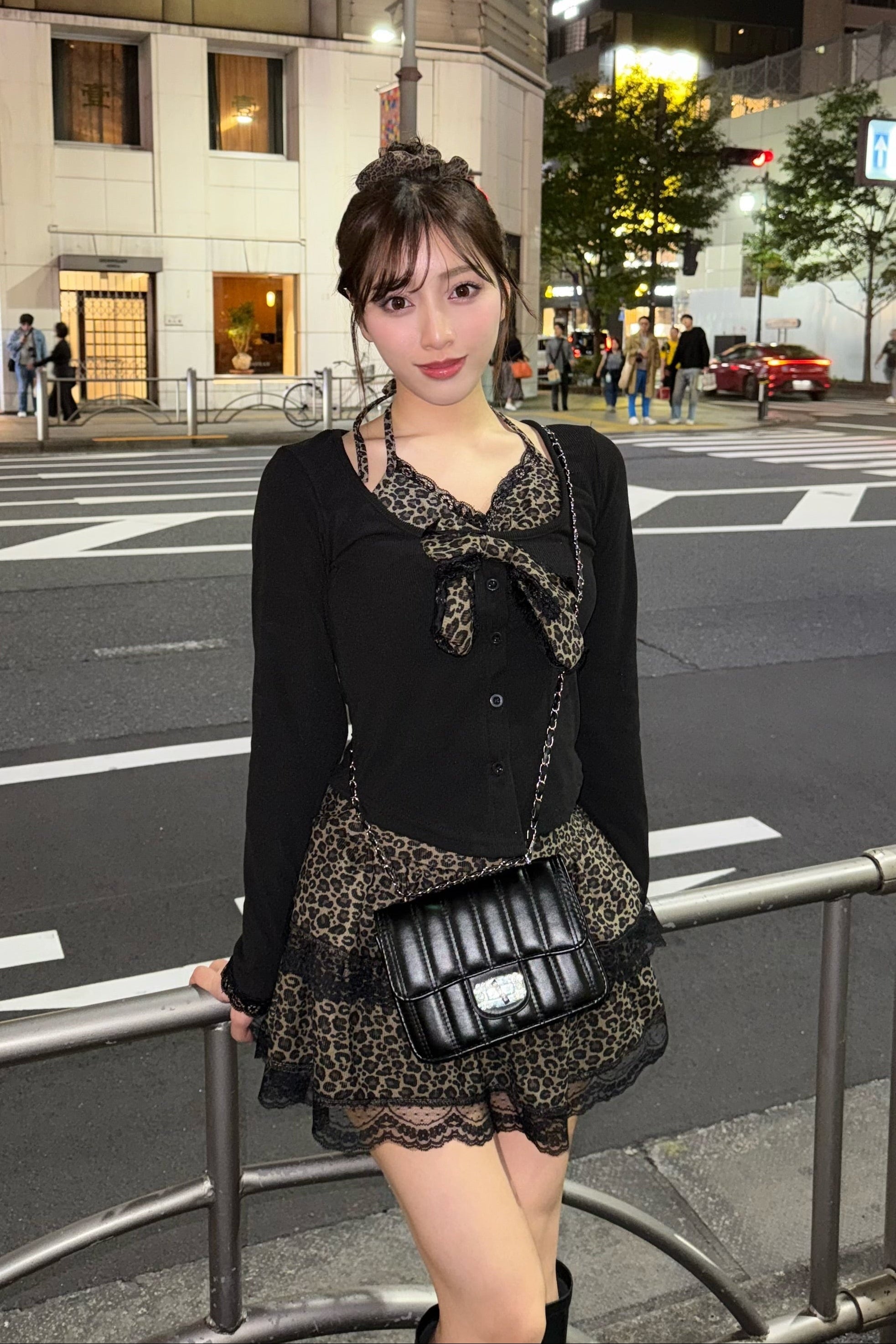 フロントリボンヒョウ柄セットアップ KR30075