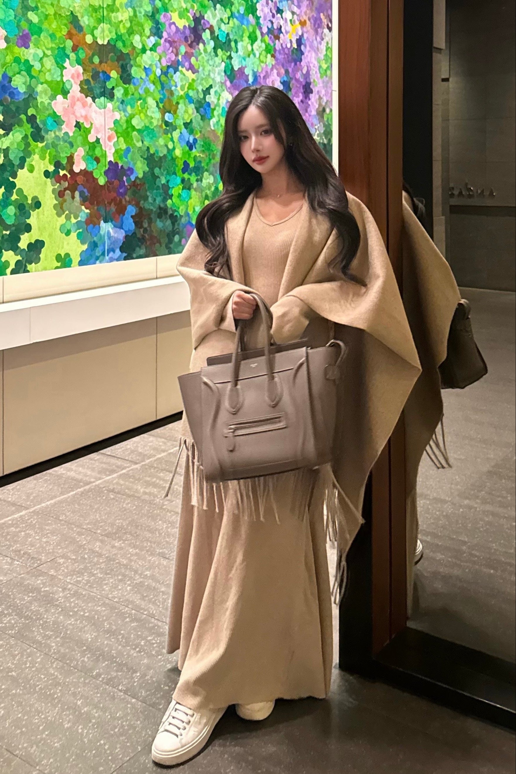 Vネックショールロングワンピース KR13835