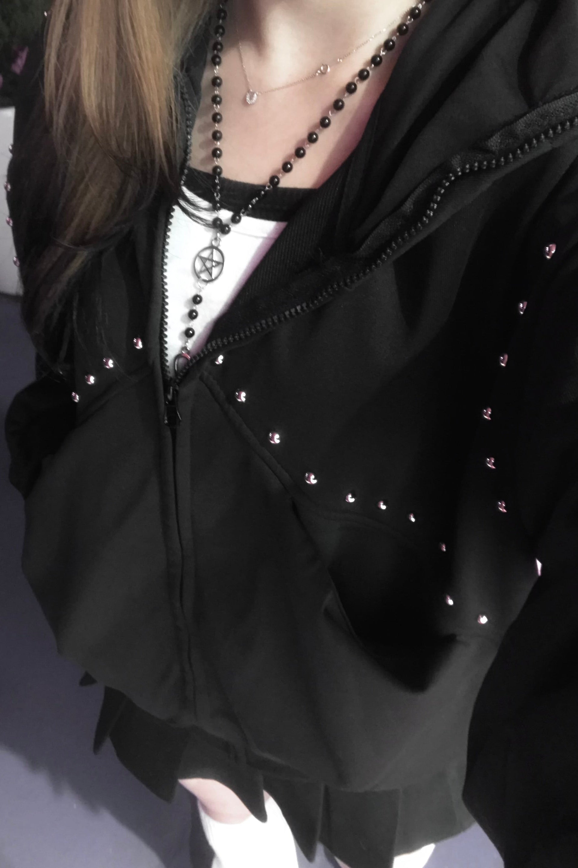 スタッズショルダージップパーカー KR13577