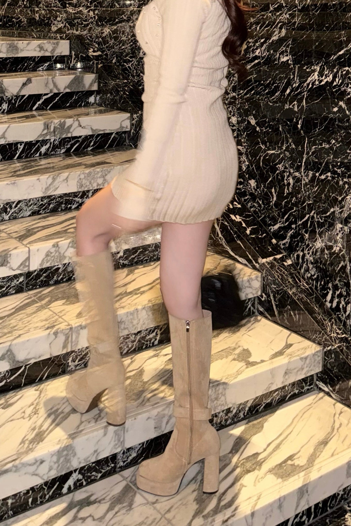 スエードロング デザインブーツ KR13936