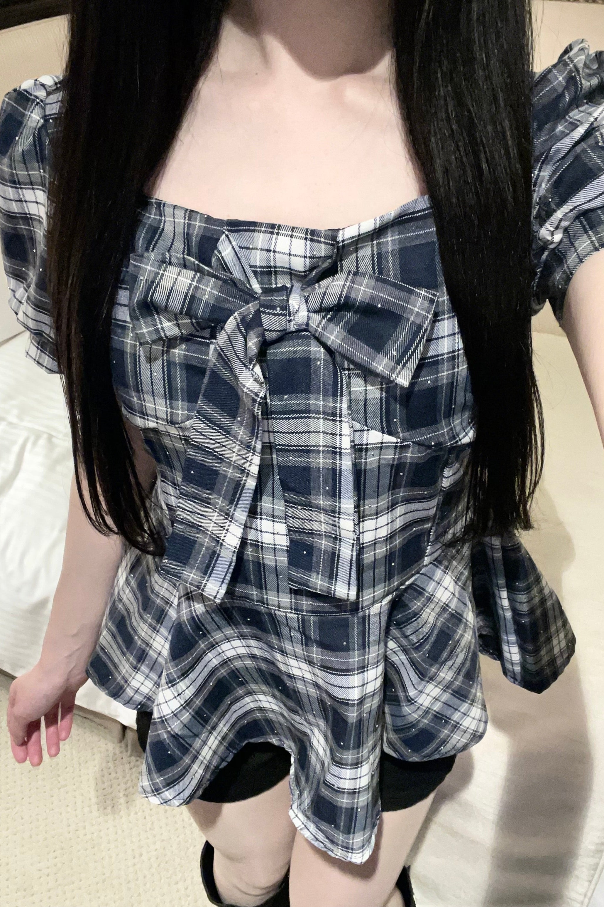 グリッターチェックトップス KR14797