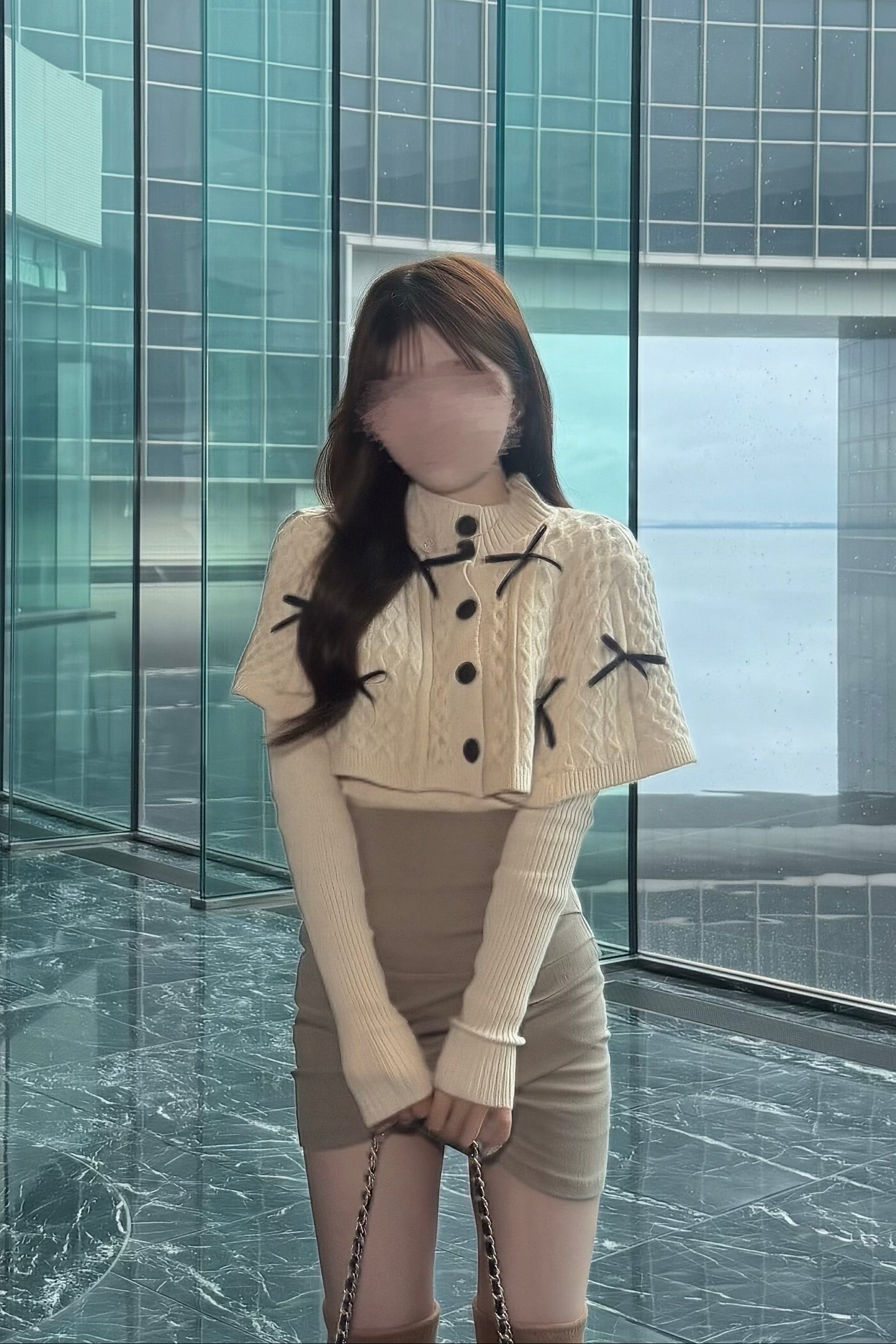 クラシカルボタンケープニット KR13935