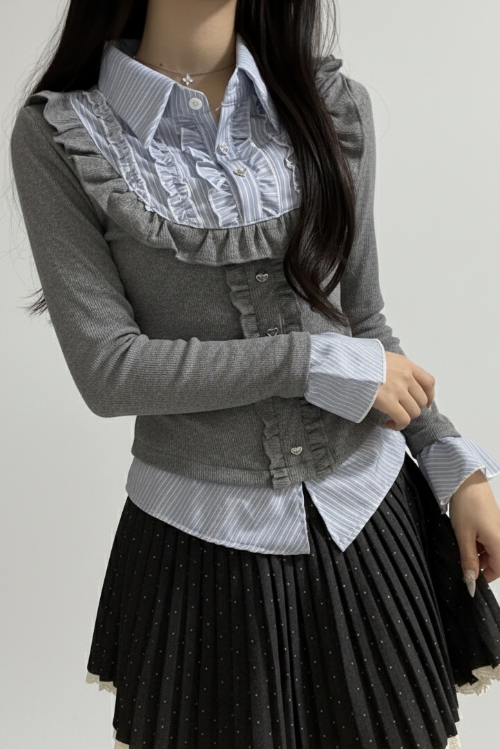 クラシカルシャツドッキングトップス KR13903