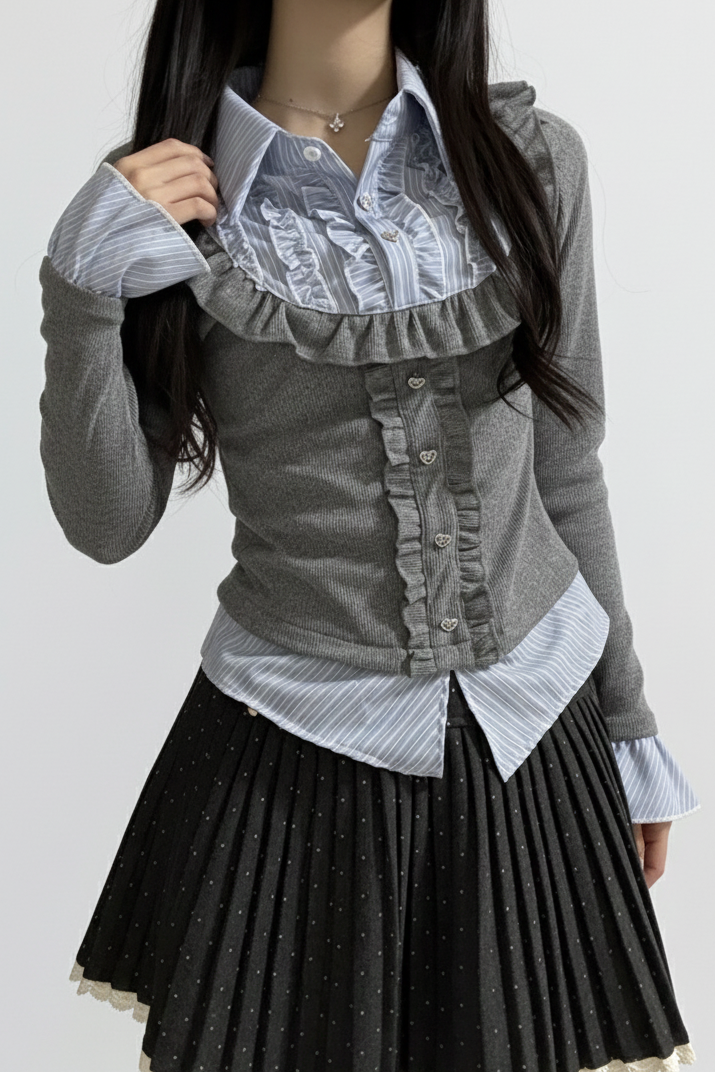 クラシカルシャツドッキングトップス KR13903