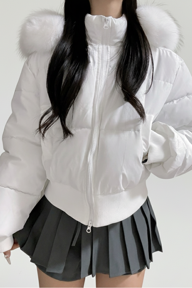 ファーフードショートダウン KR30405