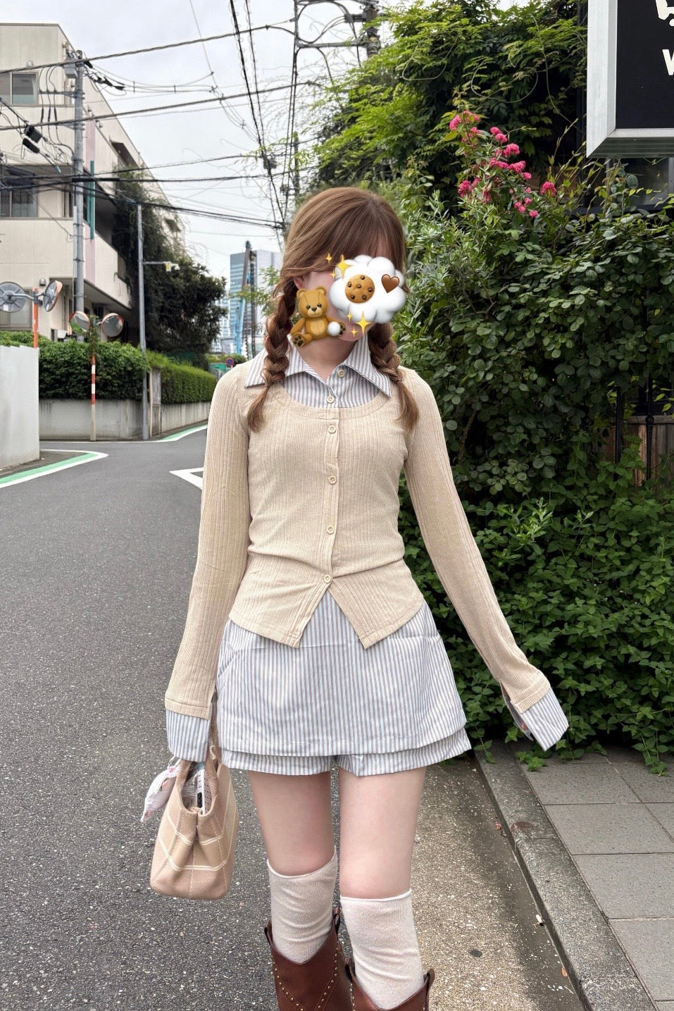 ストライプシャツリブセットアップ KR30742