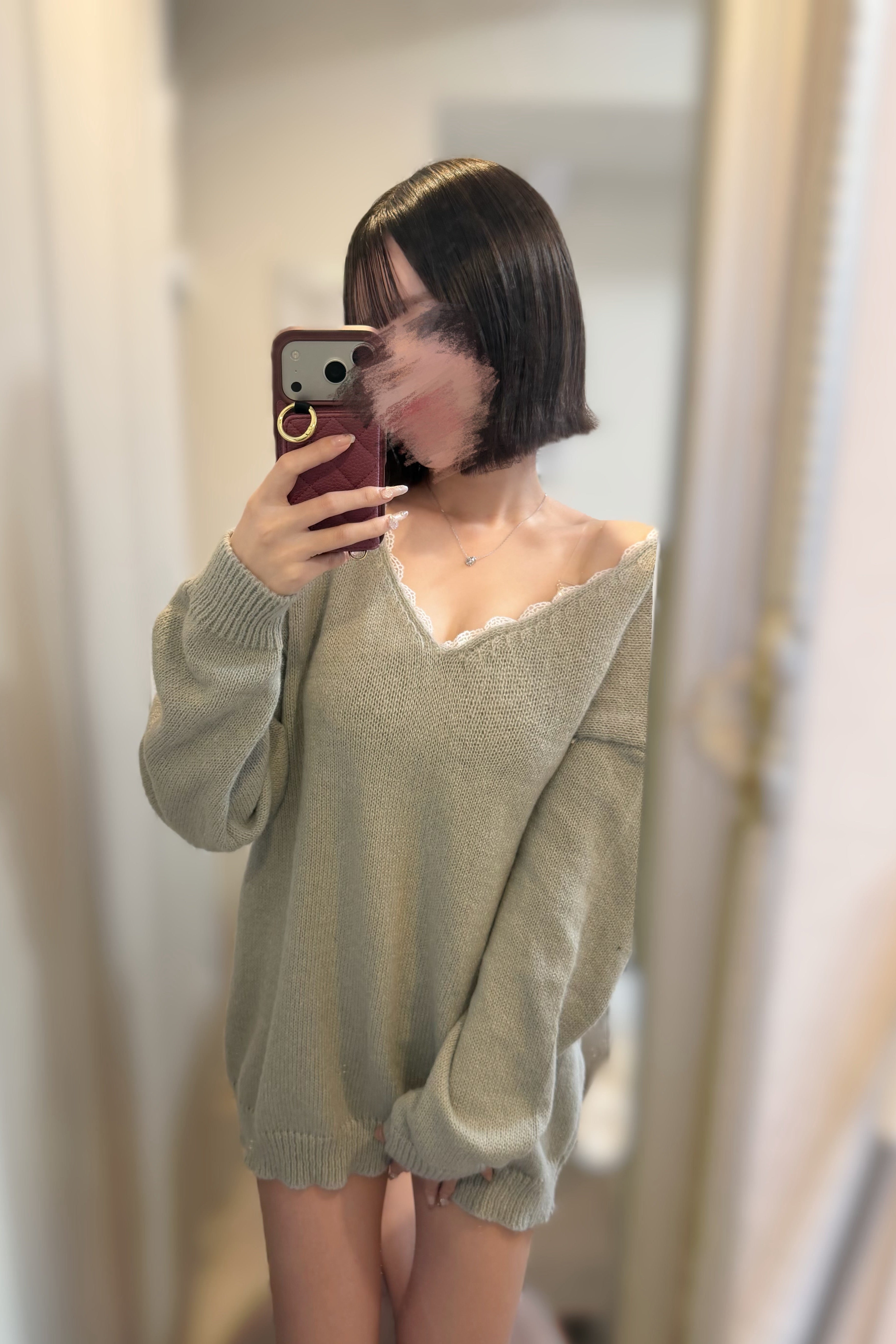 バックリボンレースニット KR13188