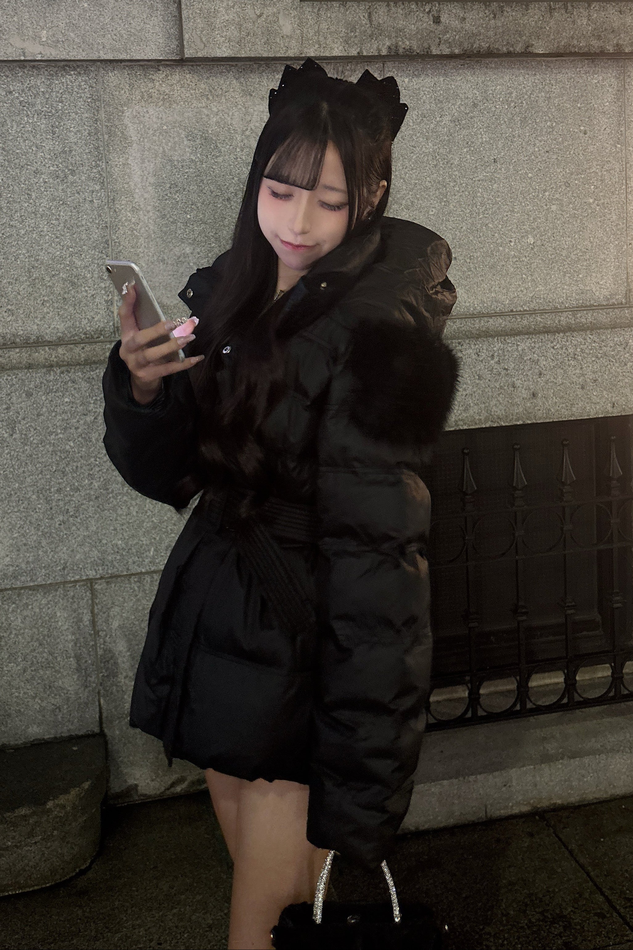 ファーフードロングダウン KR30044