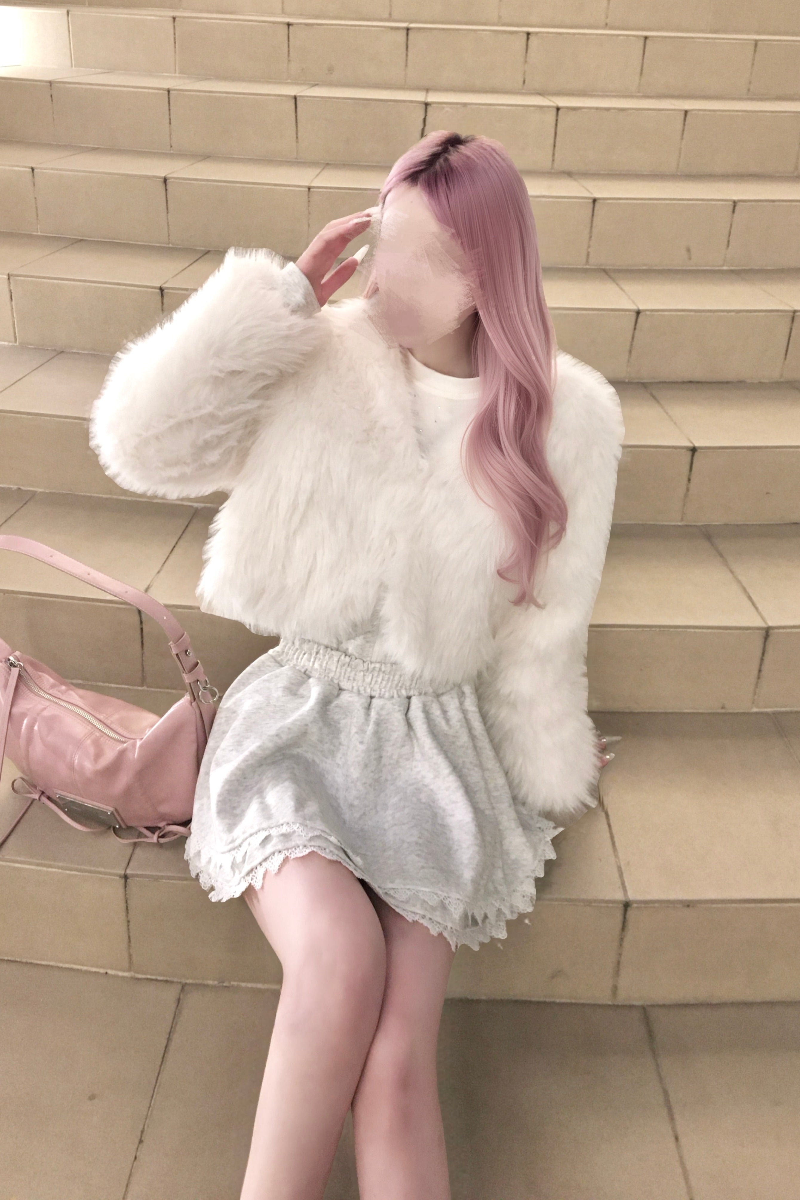 フェイクファーショートジャケット KR13427