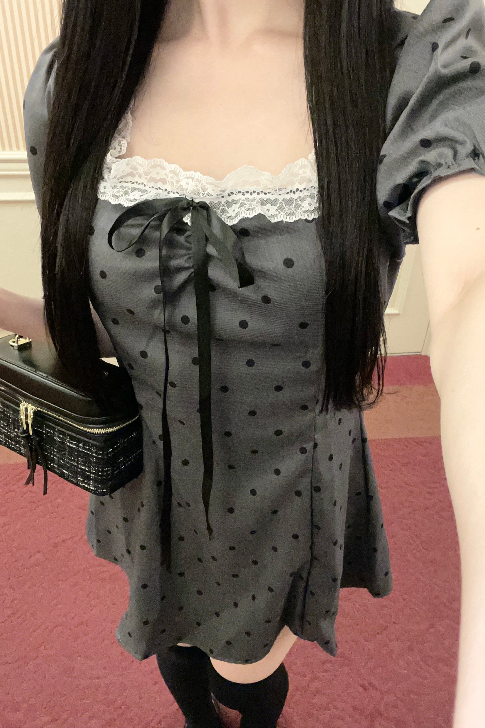 ドットパフスリーブワンピース KR14795