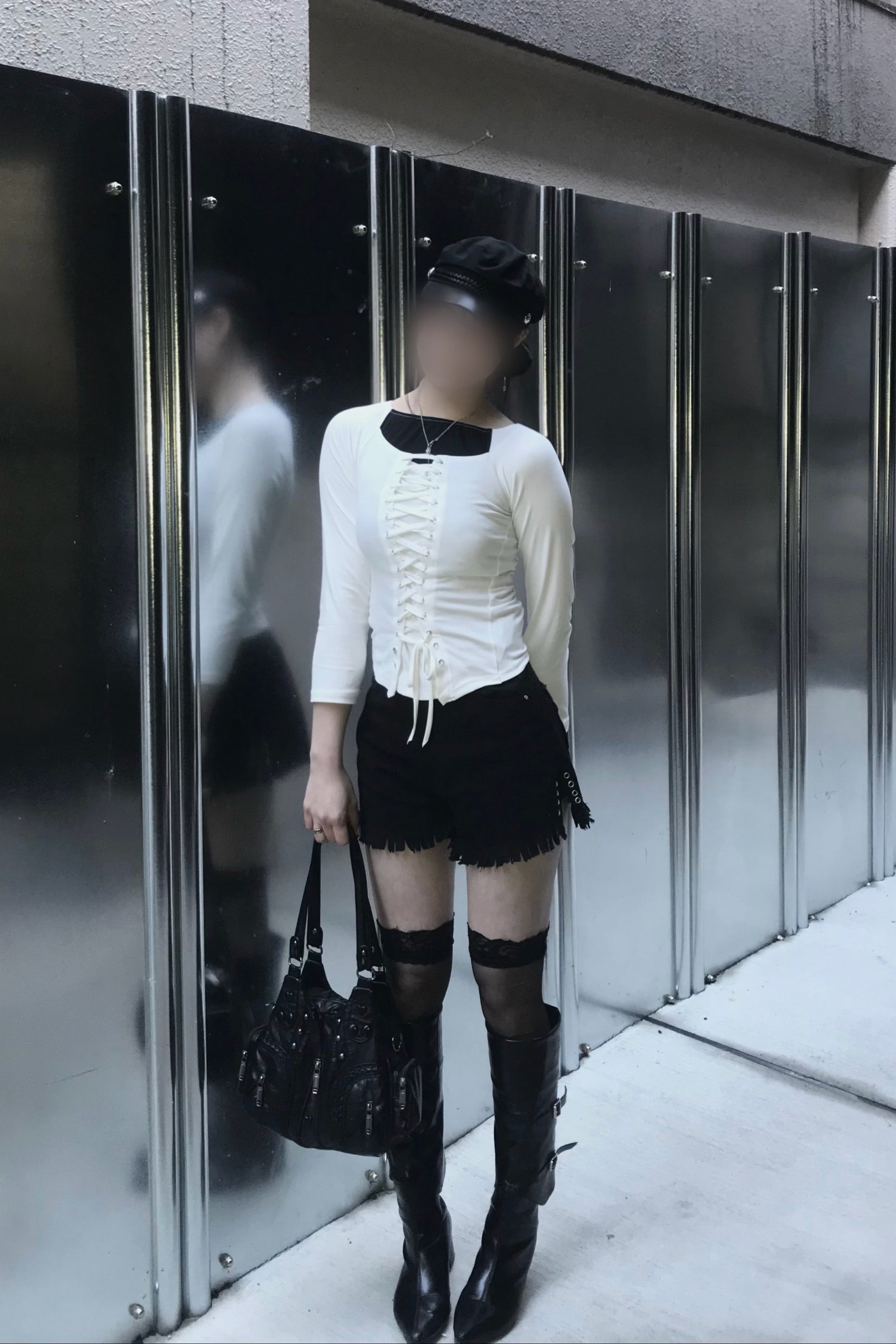 クロスパッチデニムショートパンツ KR14187