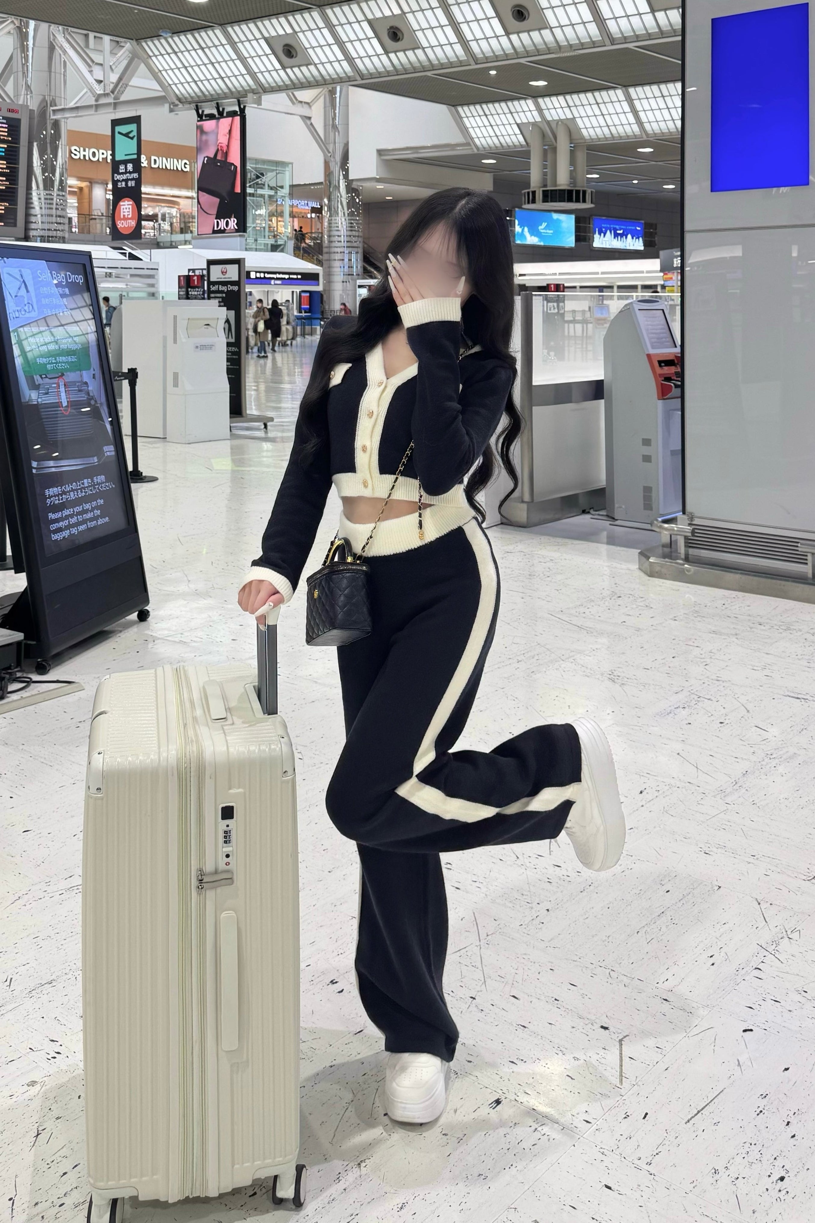 バイカラーリブニットセットアップ KR30123