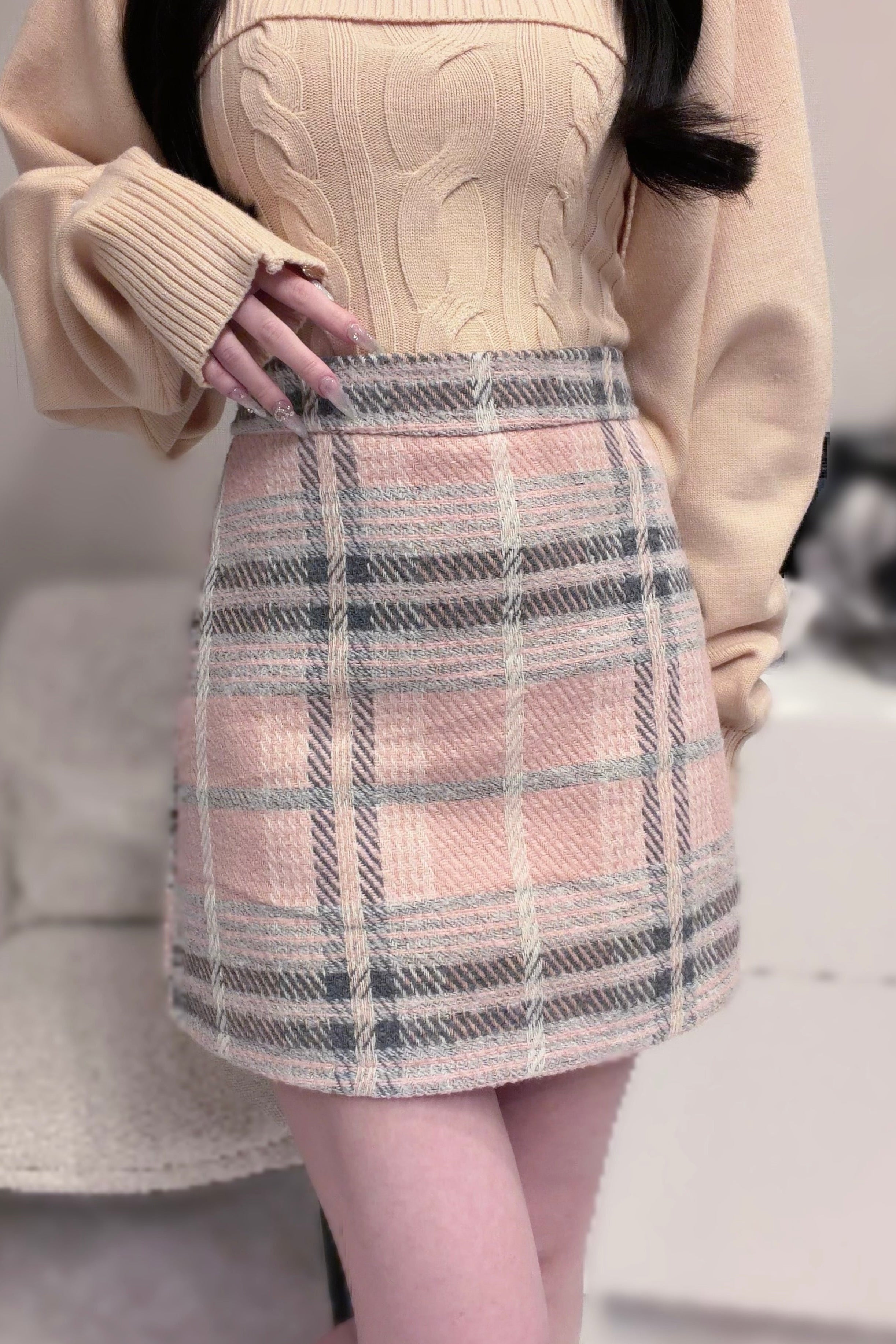 チェックツイードスカート KR13830