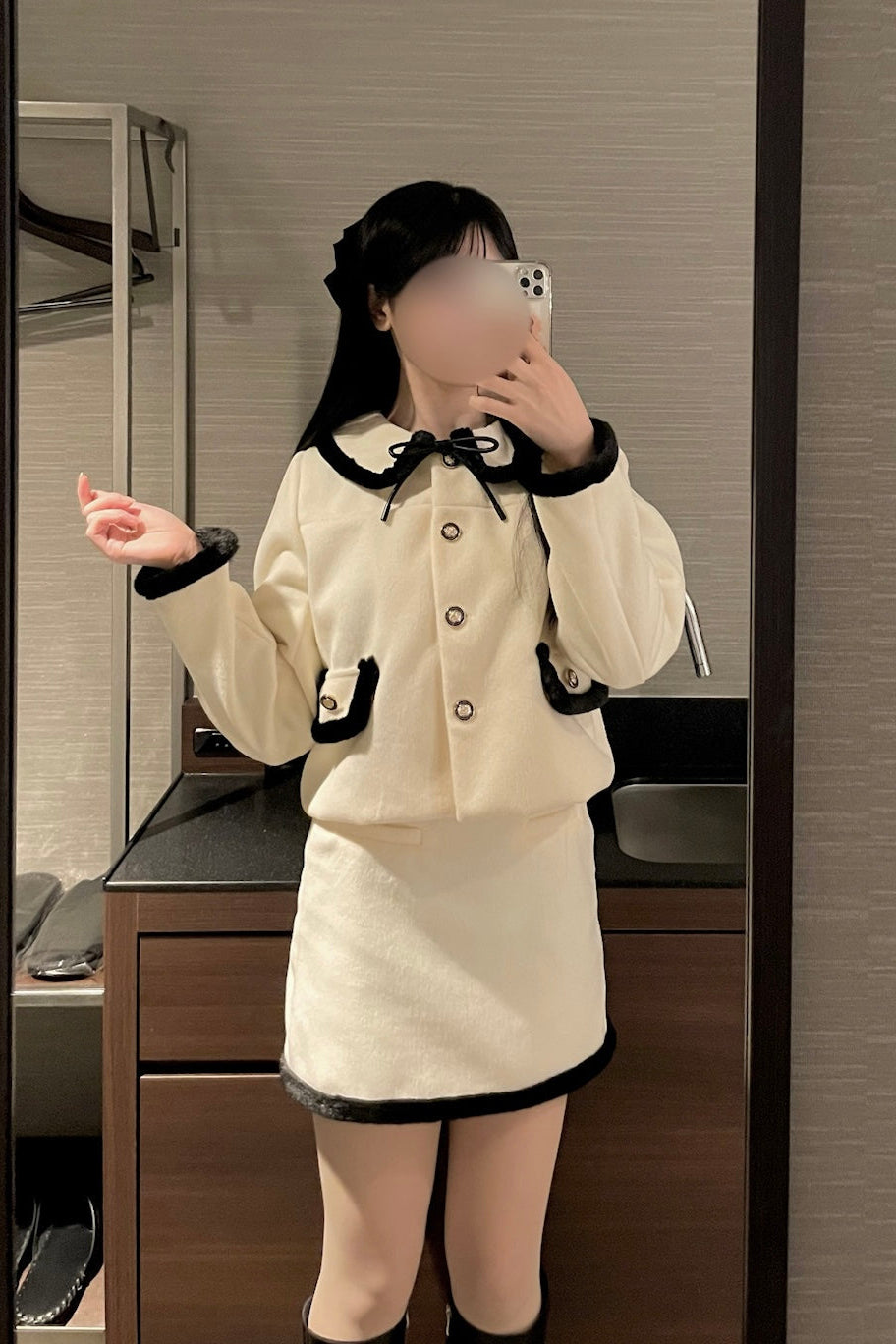 ブラックリボンロングTシャツ KR11322