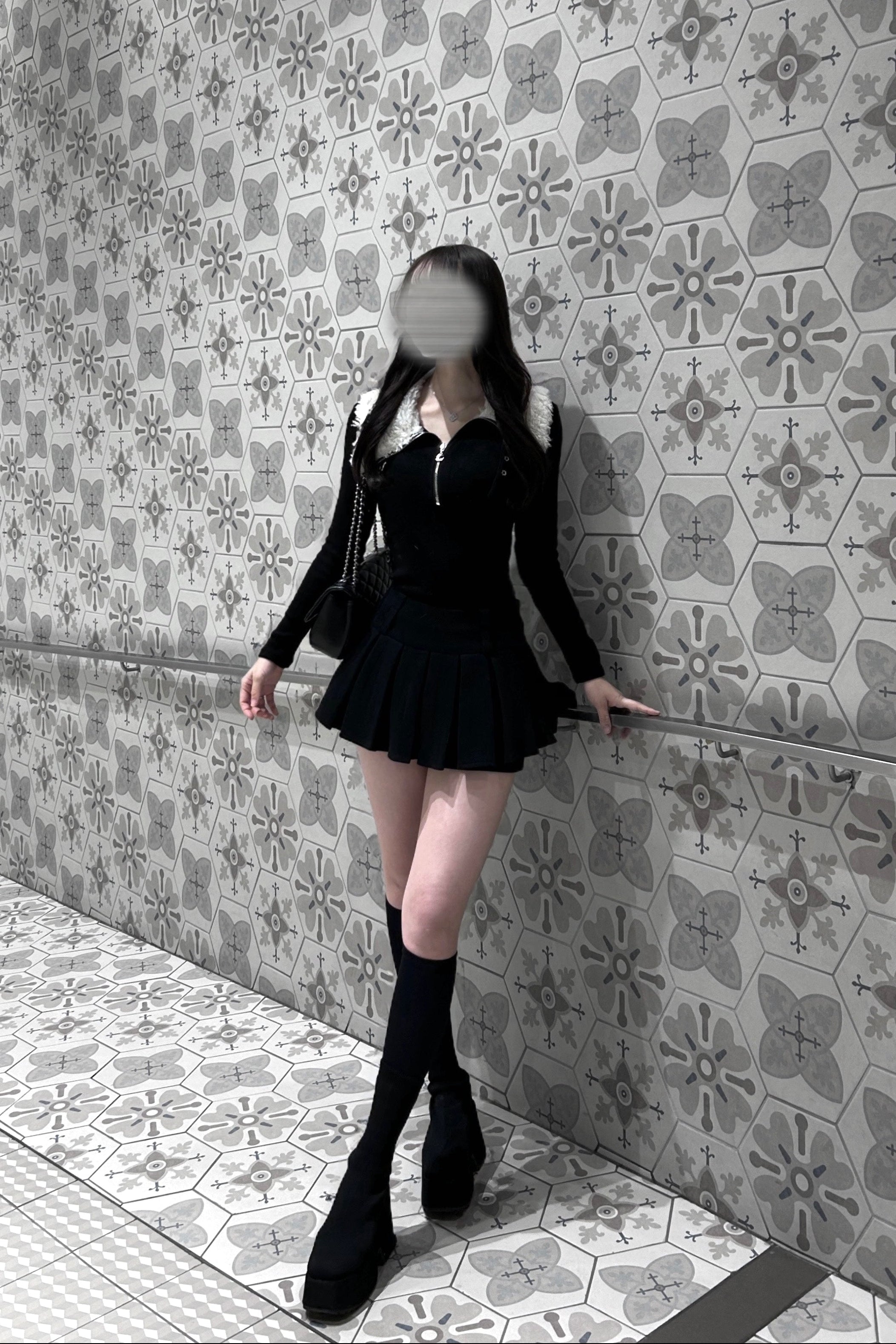 ボアデザインジップニットワンピース KR13865