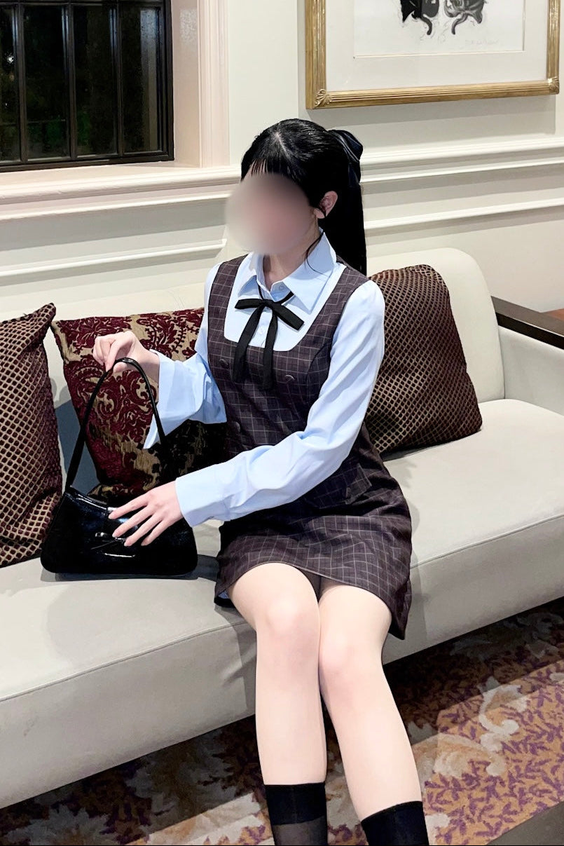 レトロスクールチェックワンピース KR14779