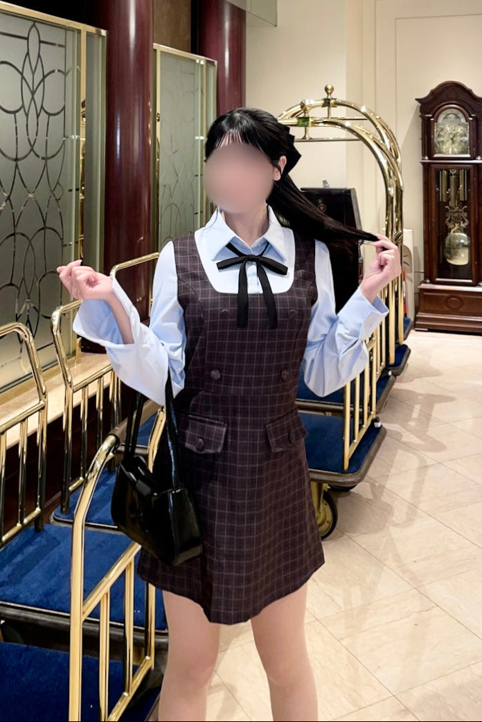 レトロスクールチェックワンピース KR14779