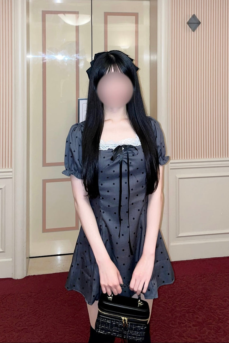 ドットパフスリーブワンピース KR14795