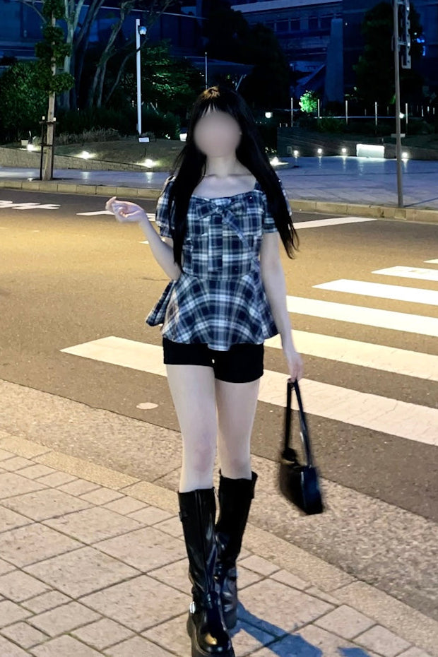 グリッターチェックトップス KR14797