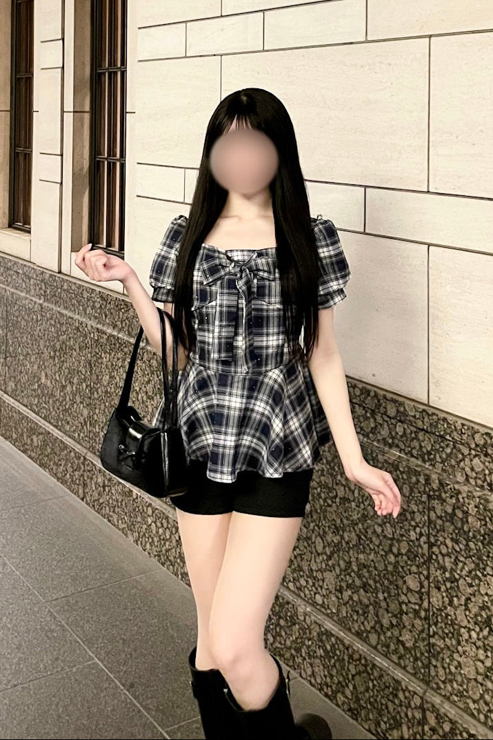 グリッターチェックトップス KR14797