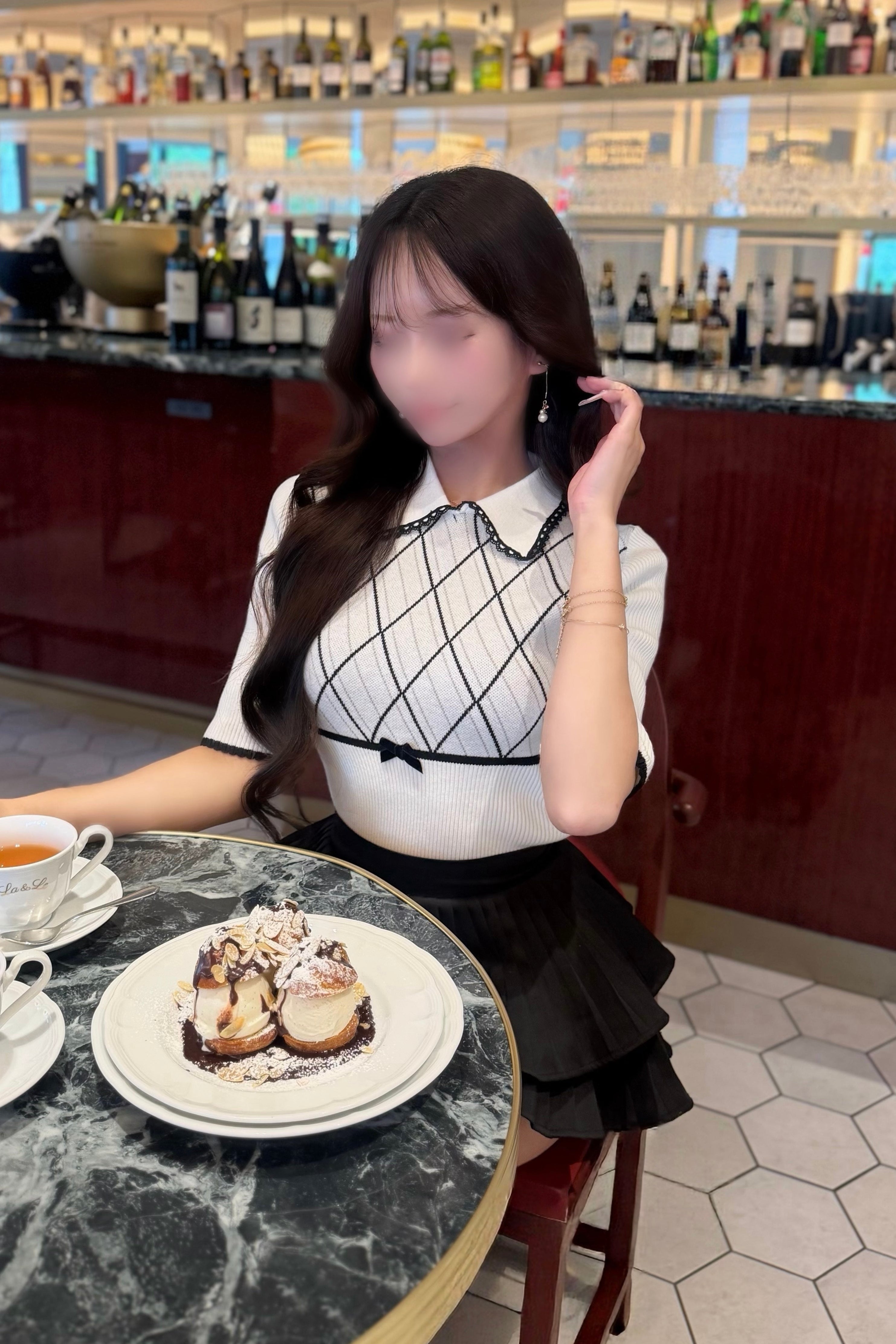 チェックニットリボントップス KR14714