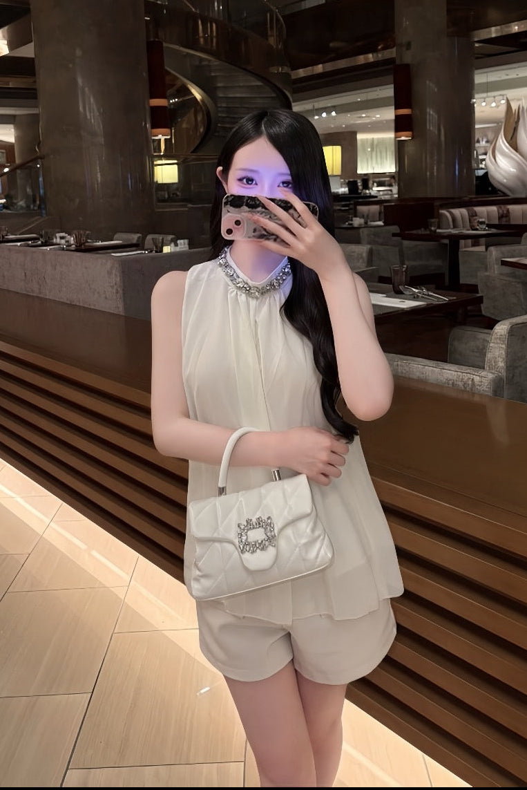 ビジューネックシフォントップス KR14921