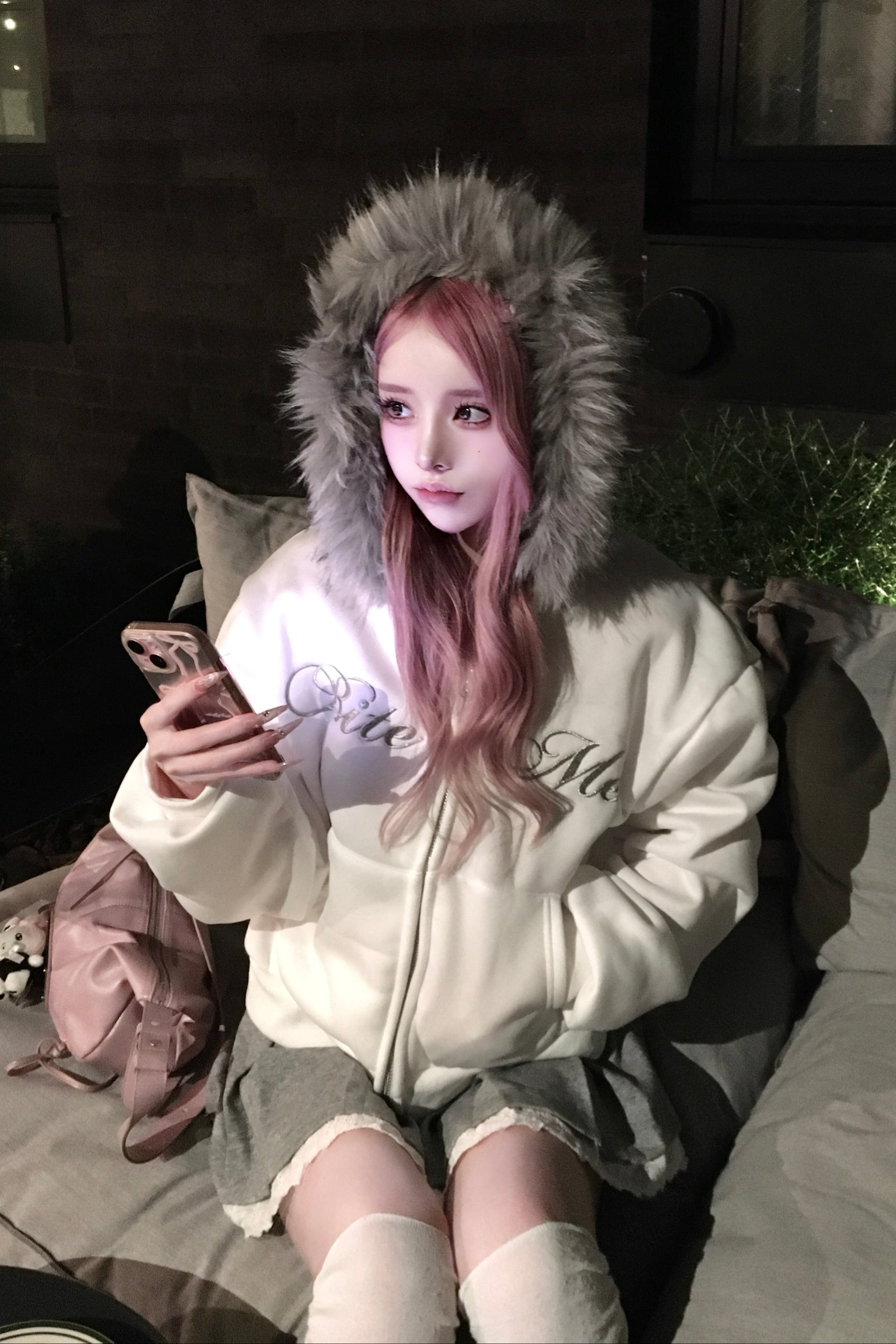 ボリュームファーフーディー KR13429