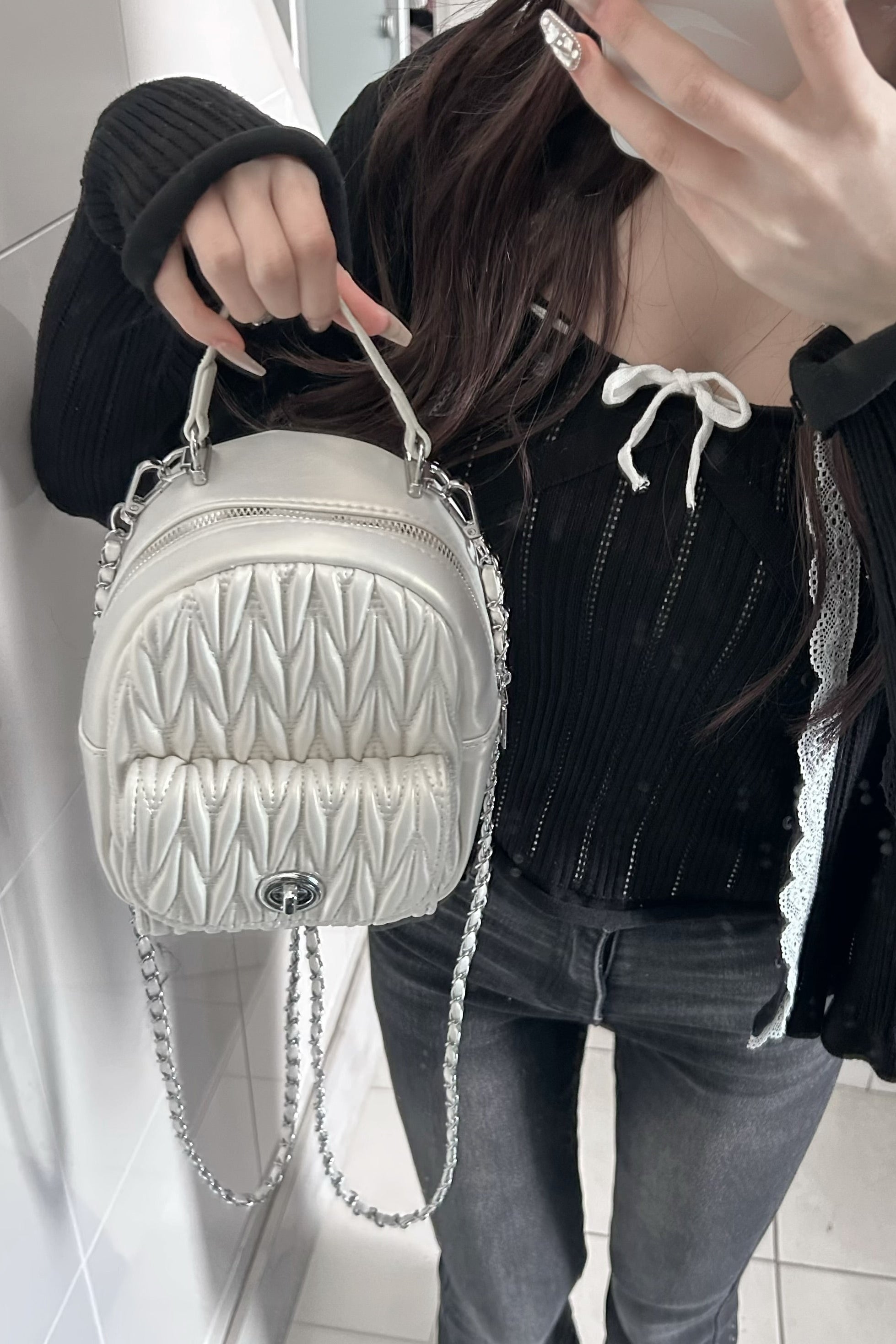 チェーンキルティングミニバッグパック KR14147