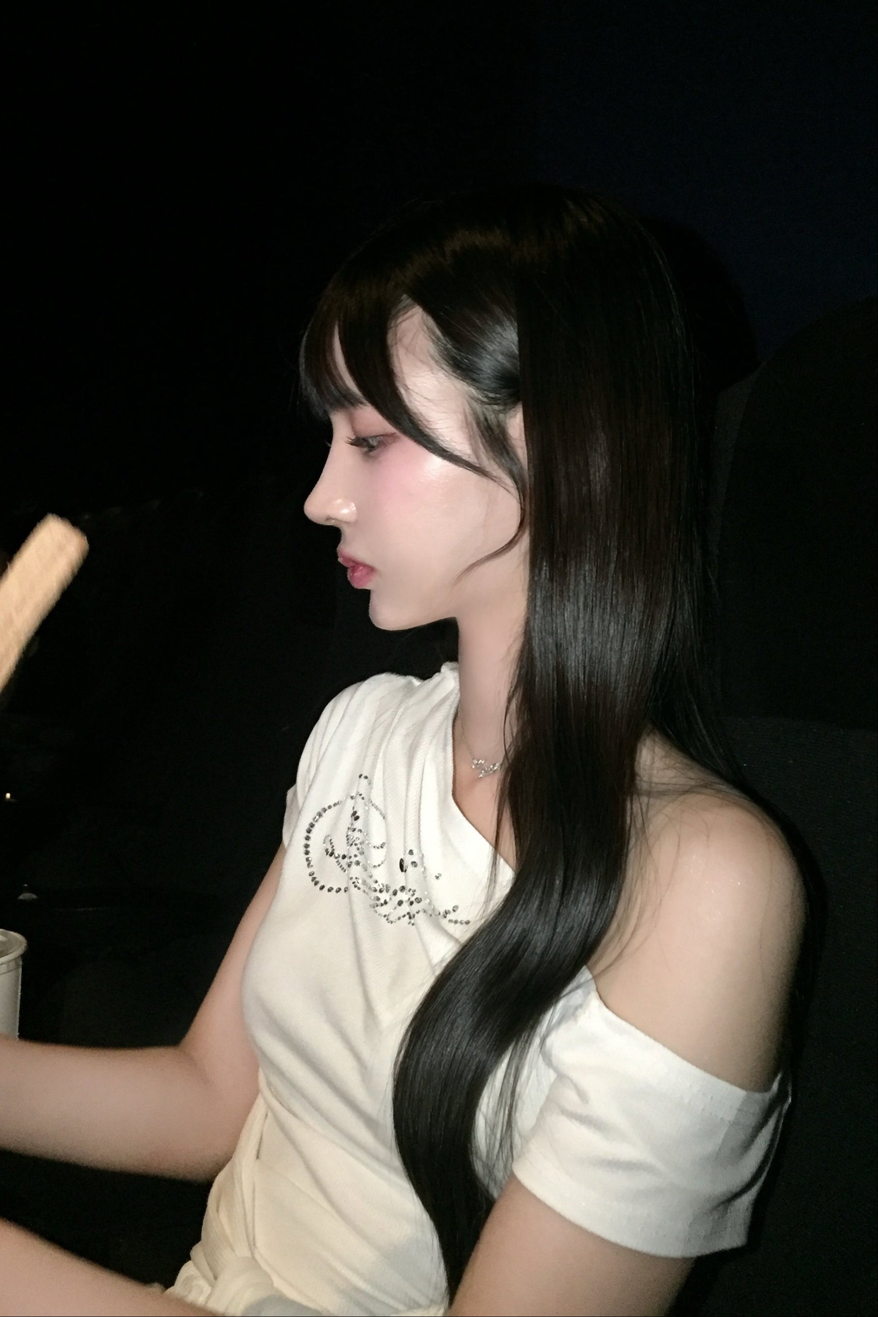 ワンショルダービジューフロントタイトップス KR15575