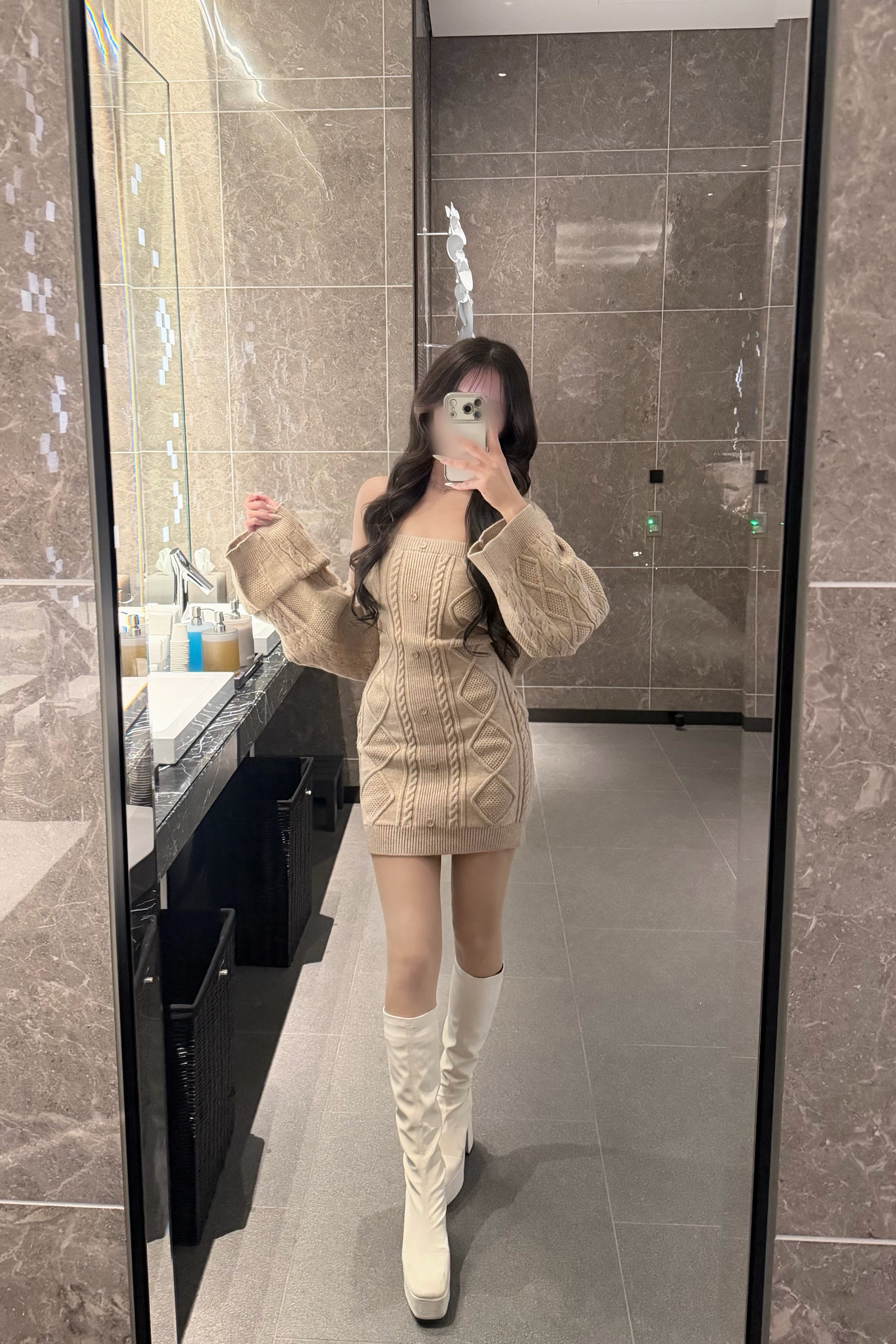 ワンショルニットワンピ KR14157