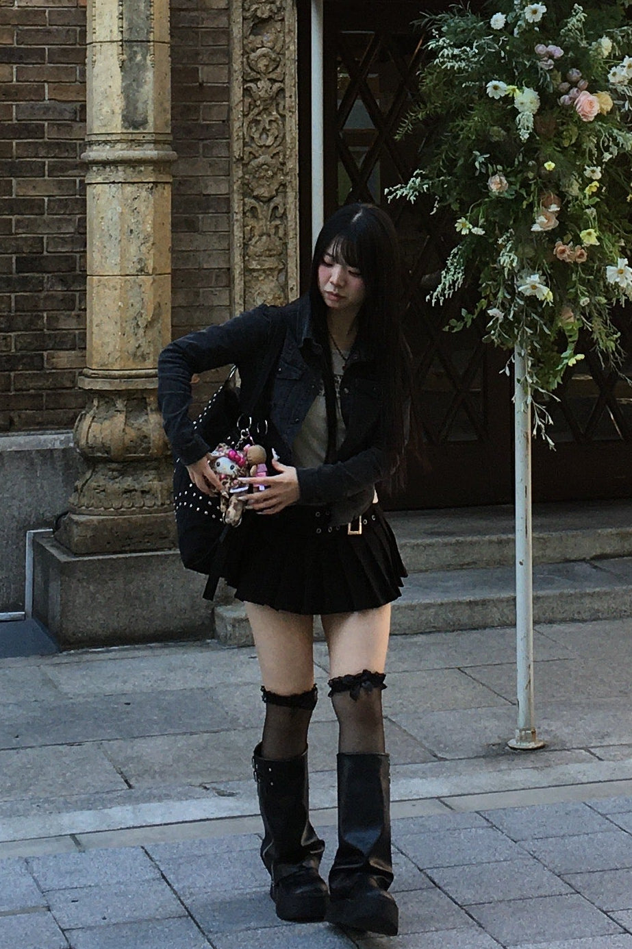 ワイドベルトプリーツミニスカート KR13618