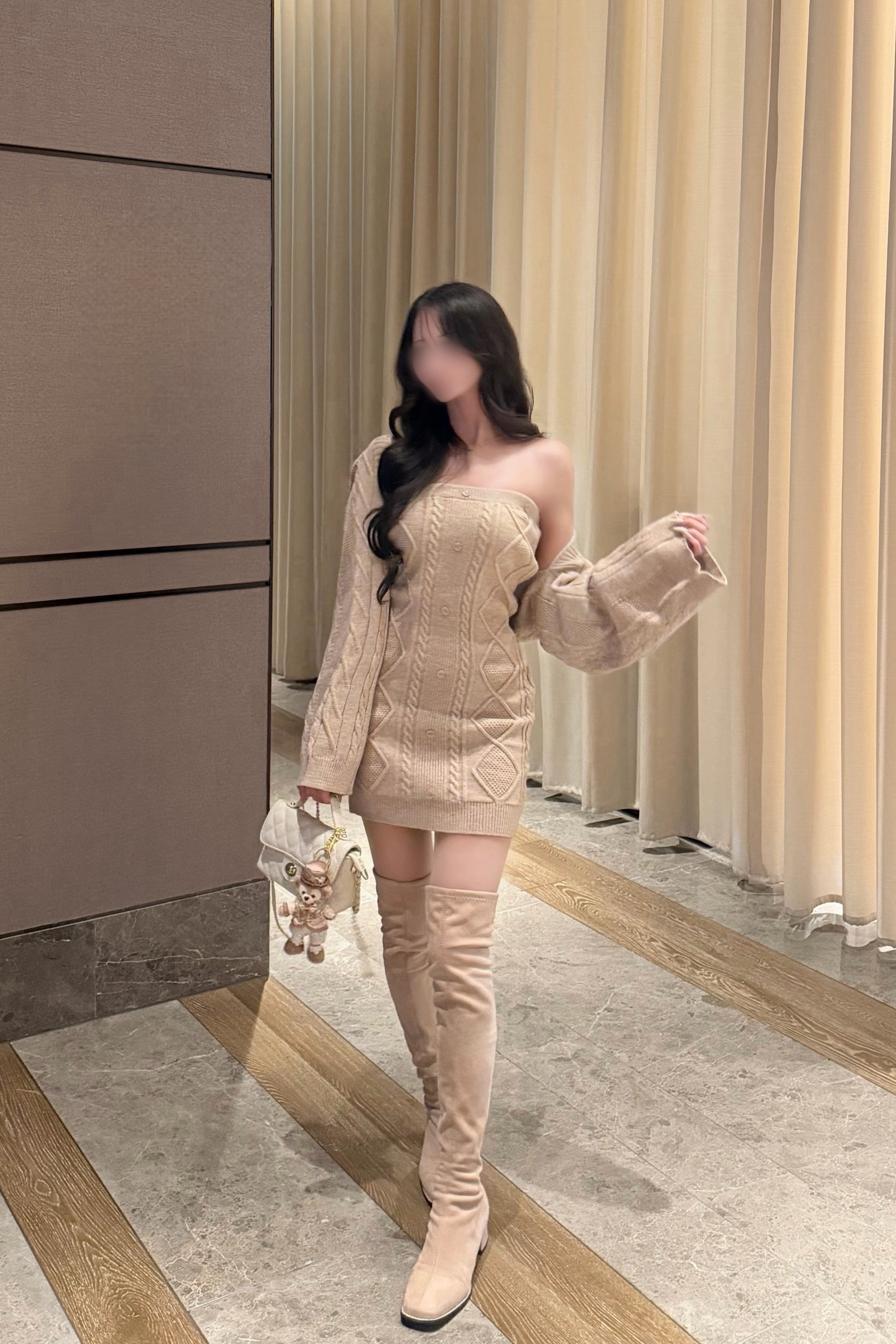 ワンショルニットワンピ KR14157