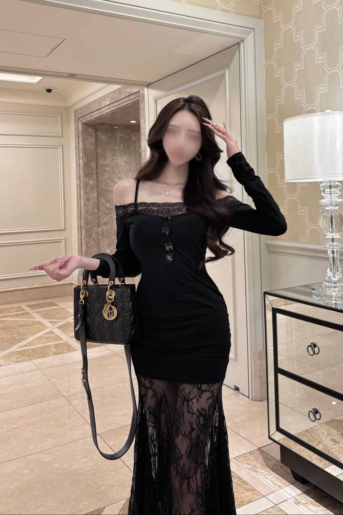 エレガントレースマーメイドワンピース KR13941